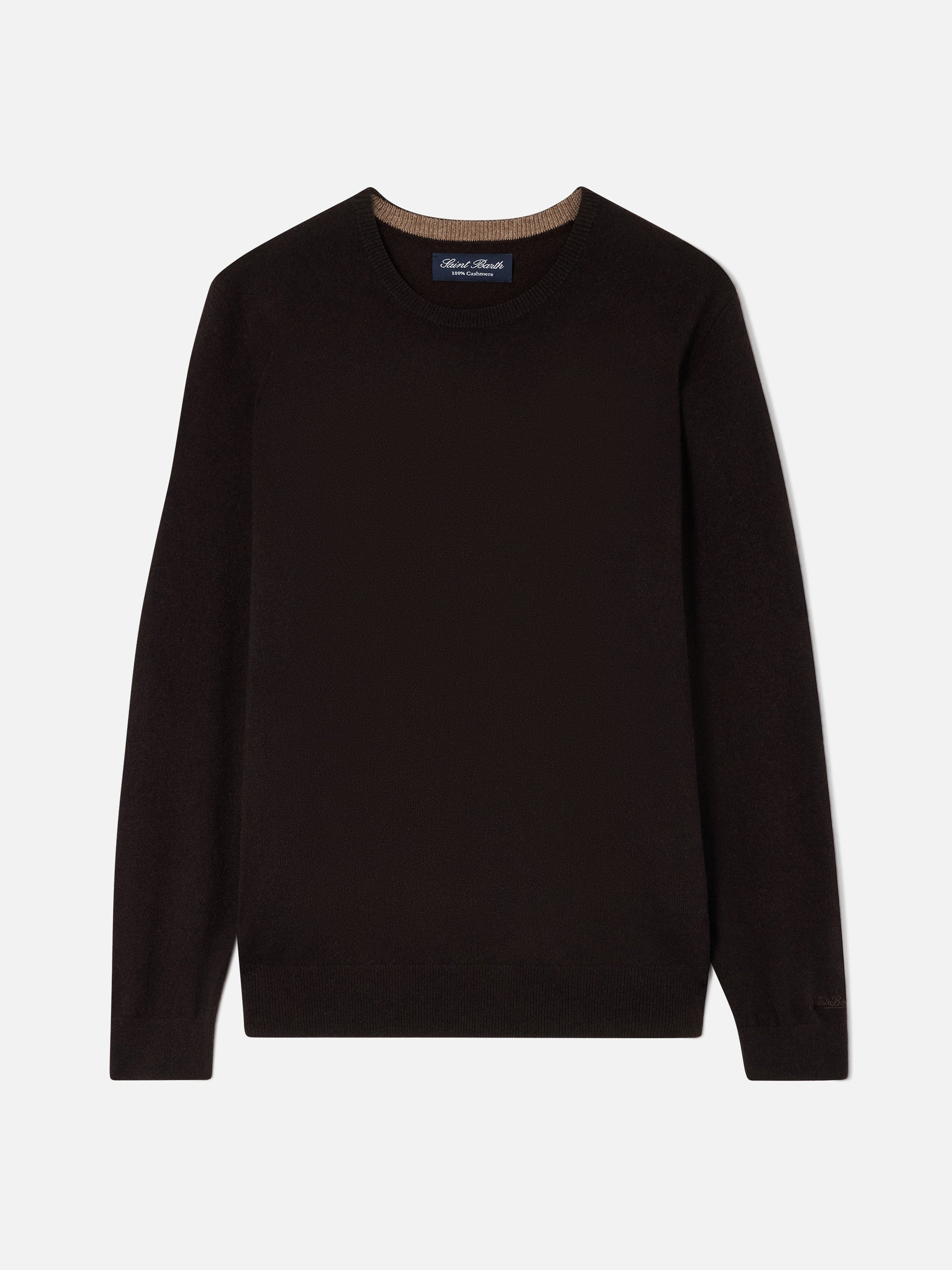 mc2-saint-barth-regent-maglione-girocollo-in-cashmere-marrone-uomo image 1