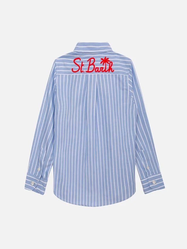 mc2-saint-barth-camicia-bambino-button-down-righe-bianche-e-blu image 1