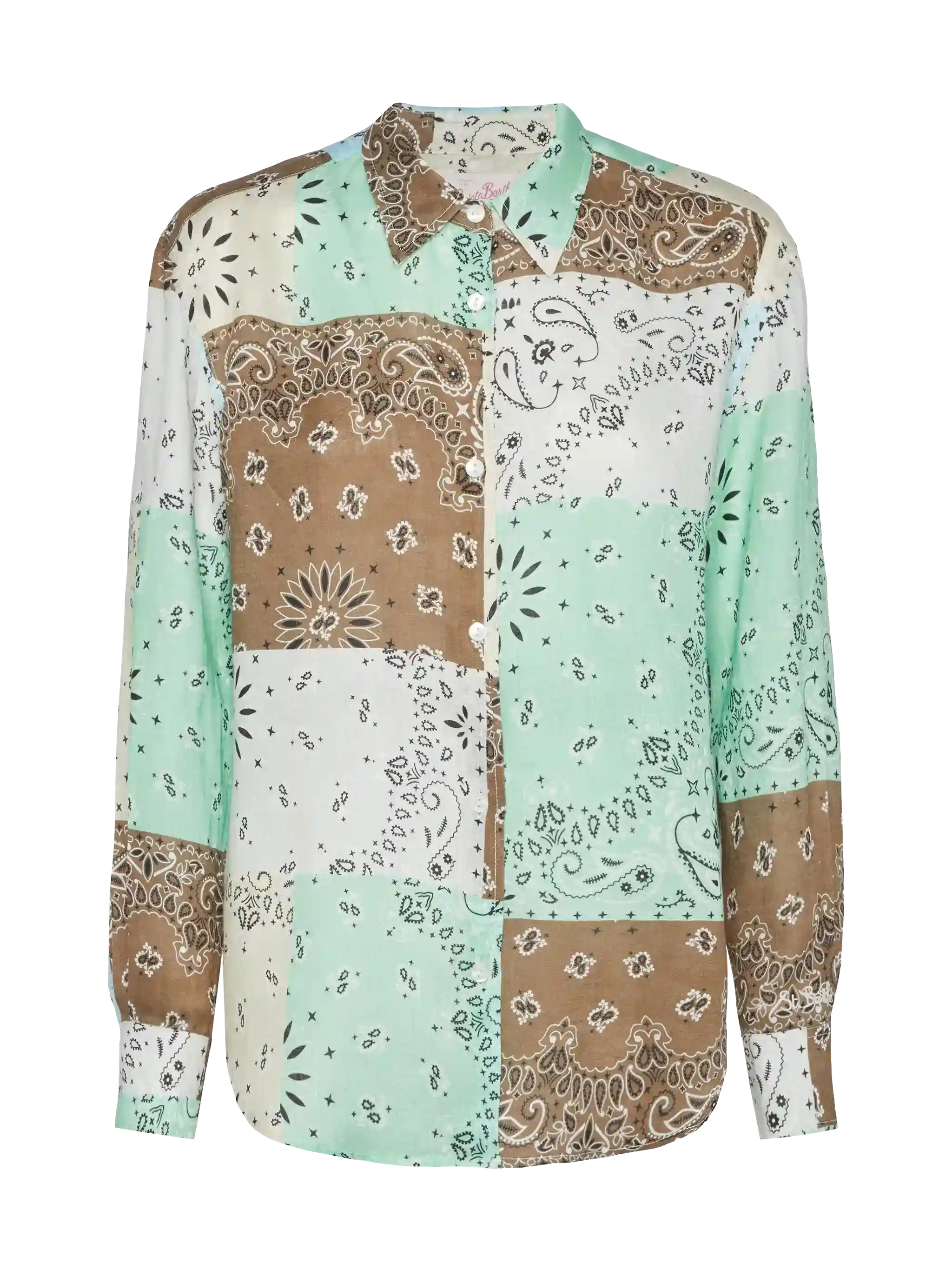 mc2-saint-barth-camicia-meredith-classica-in-lino-con-stampa-patch-bandana image 5