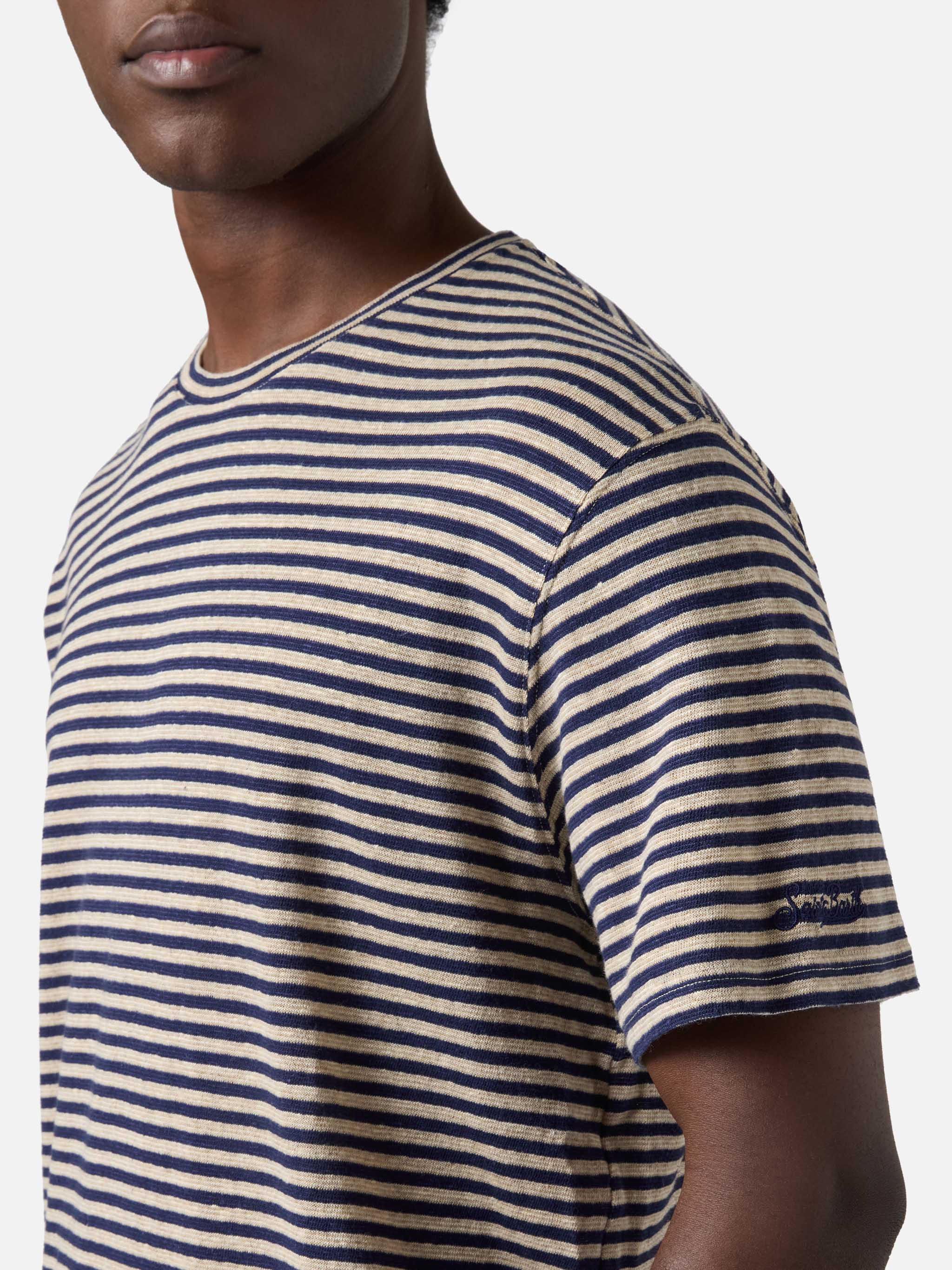 mc2-saint-barth-dover-t-shirt-in-cotone-a-righe-blu-con-ricamo-logo image 3