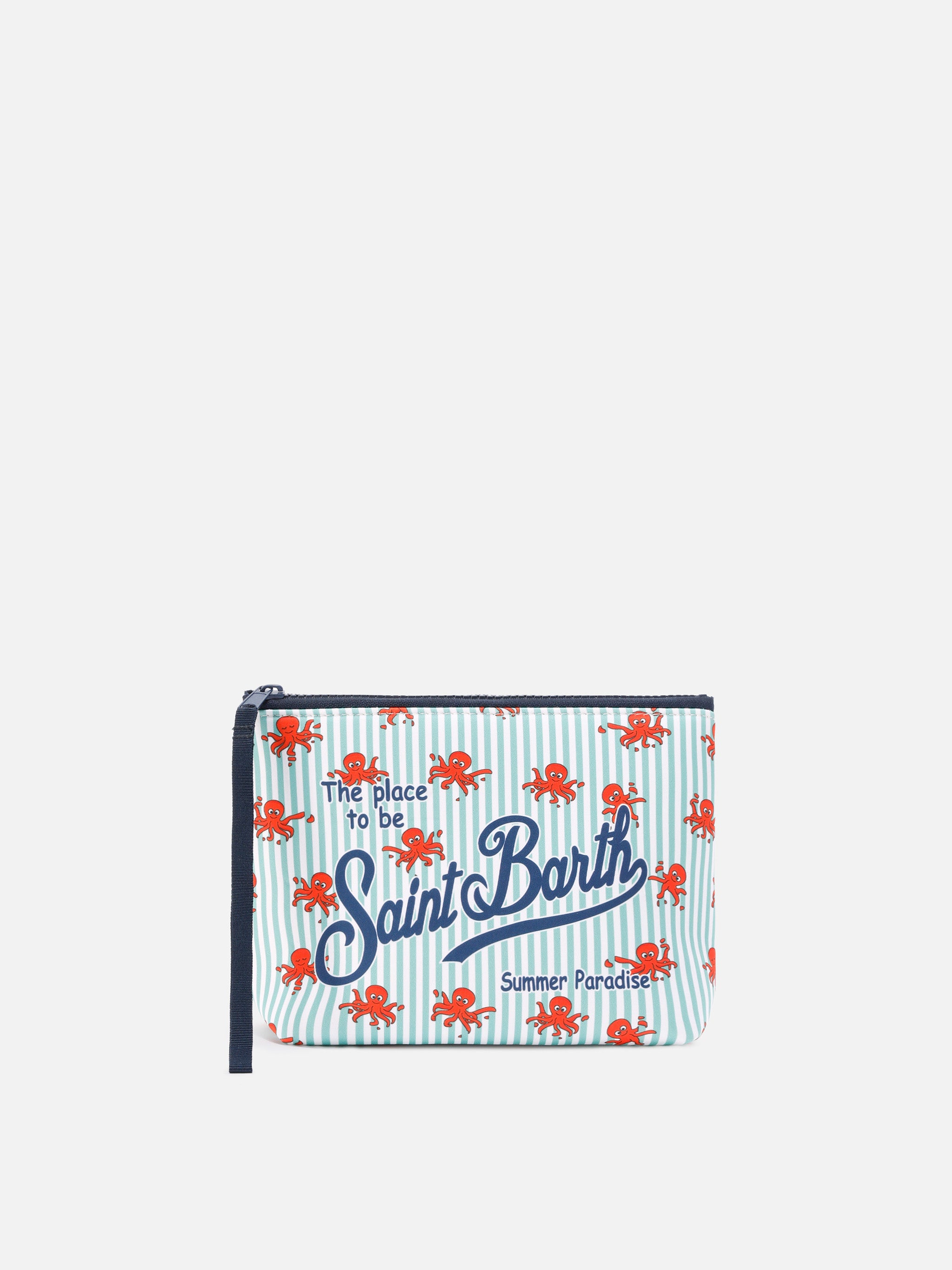 mc2-saint-barth-pochette-aline-in-scuba-a-righe-bianco-verde-con-polipetti image 1