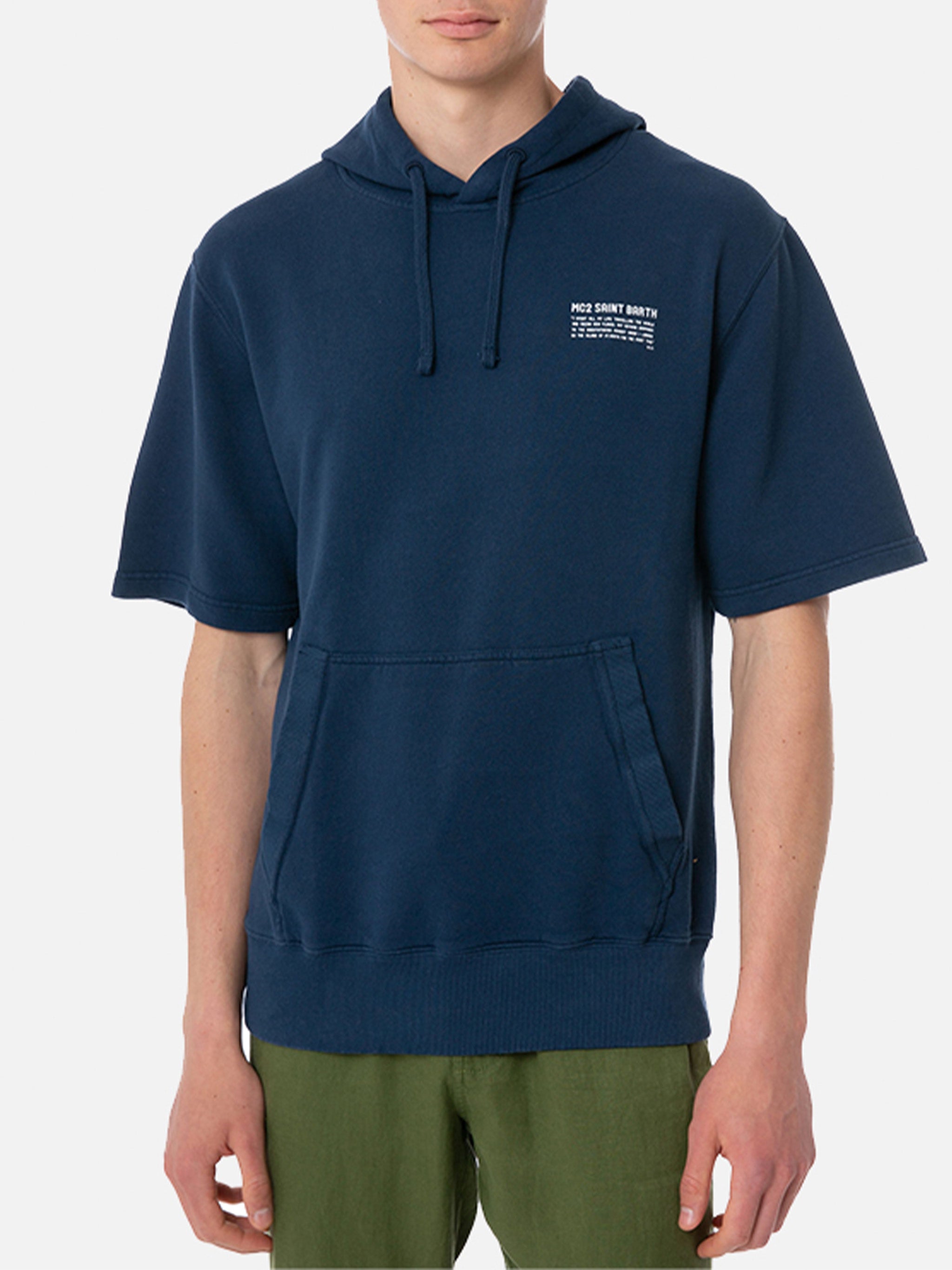 mc2-saint-barth-mike-felpa-uomo-maniche-corte-con-cappuccio-blu-navy image 1
