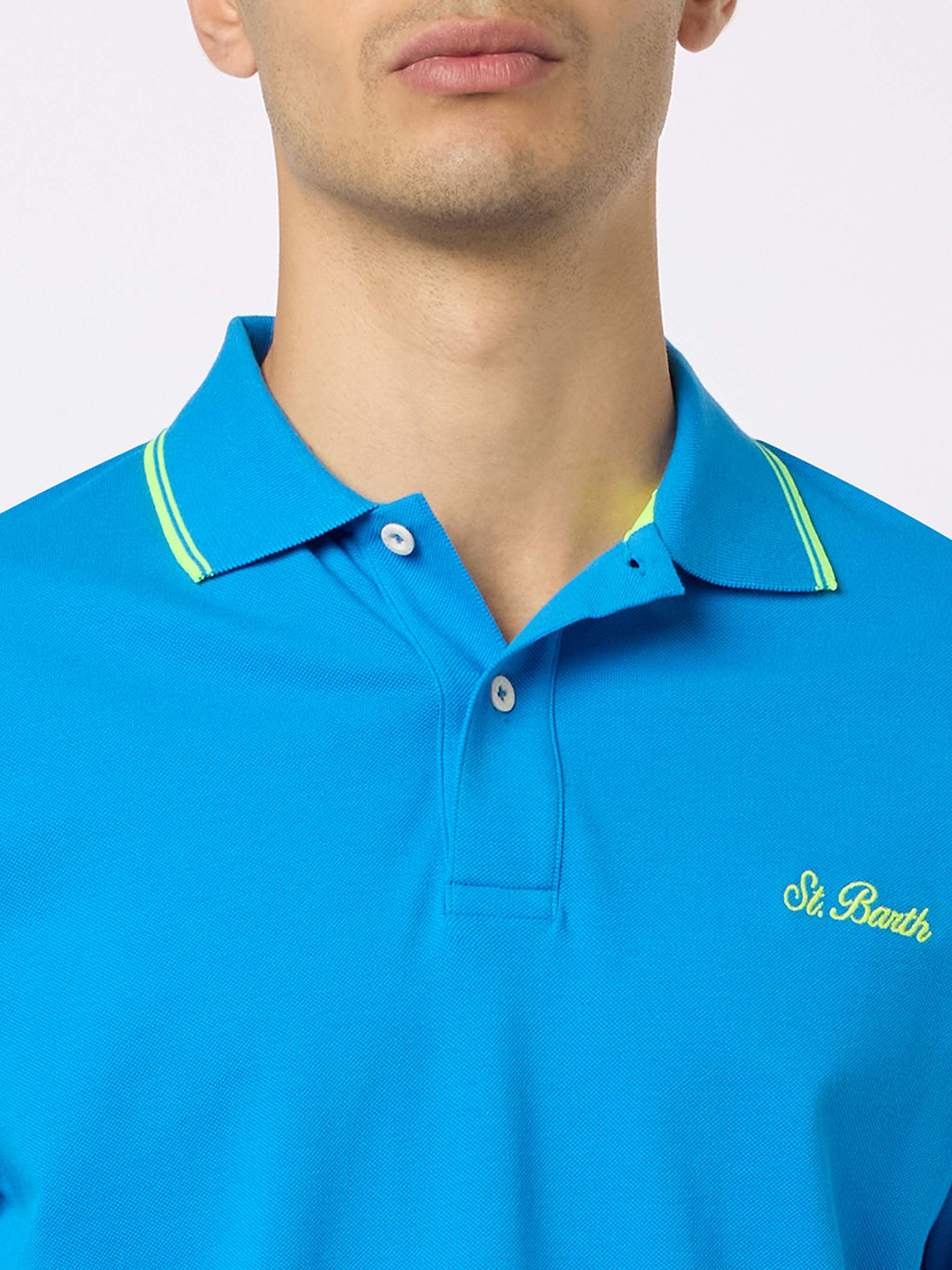 polo-mc2-saint-barth-beverly-hills-in-cotone-piqu-bluette-con-ricamo-palme image 2
