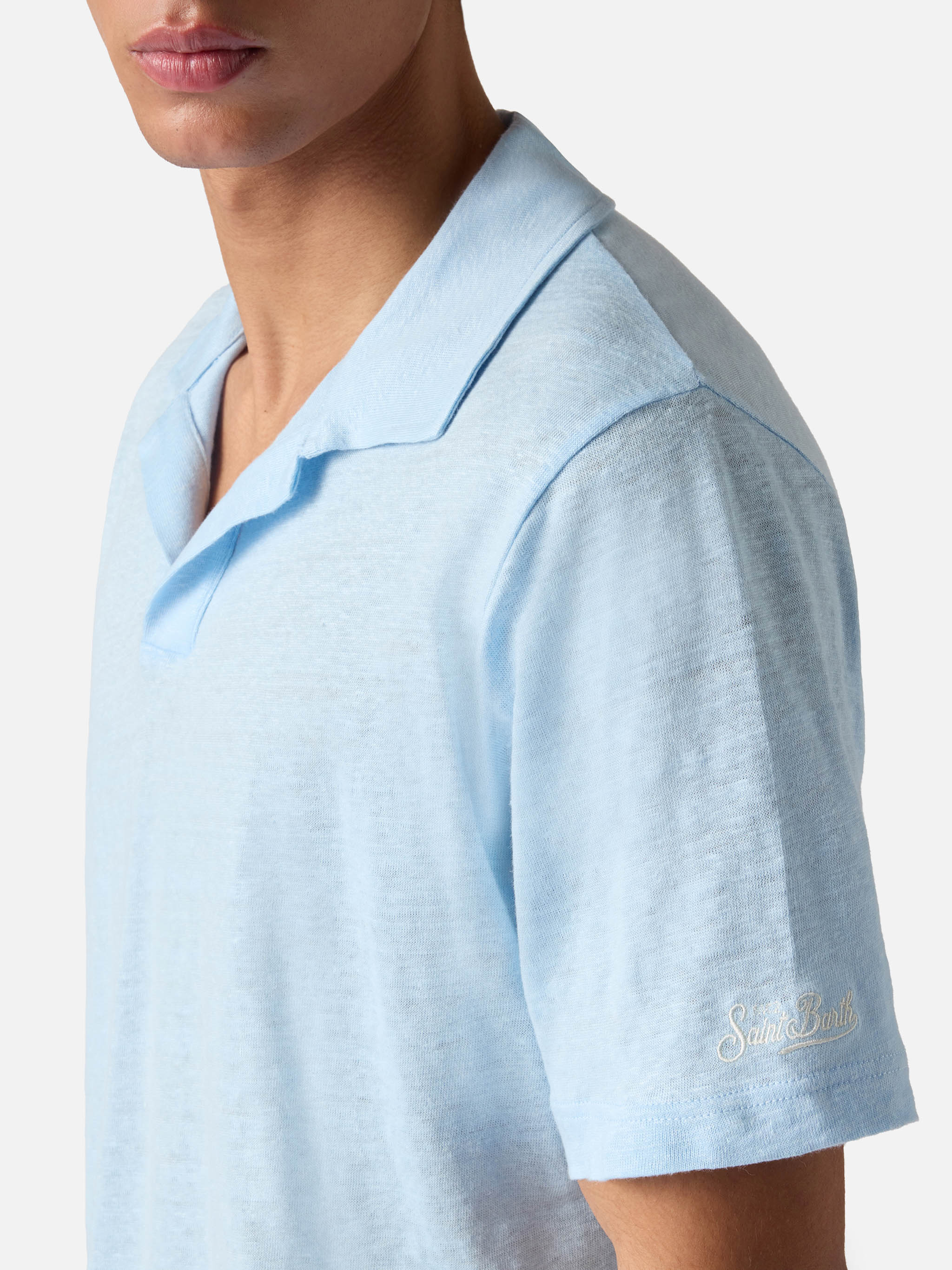 mc2-saint-barth-fraser-polo-uomo-in-puro-lino-azzurro image 2