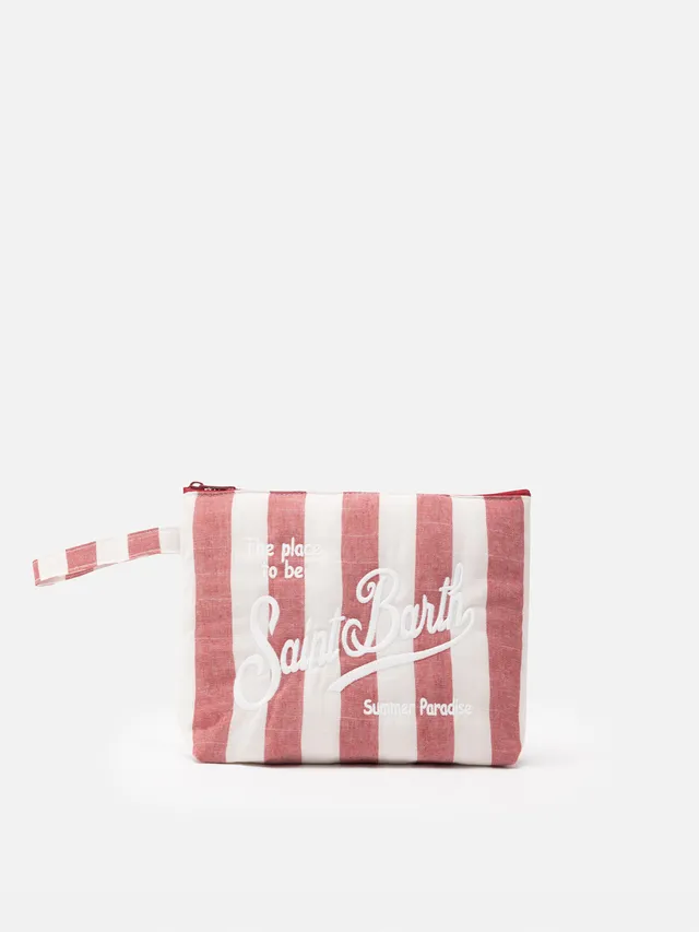 mc2-saint-barth-pochette-aline-soft-l-cotone-lino-righe-bianco-bordeaux image 1