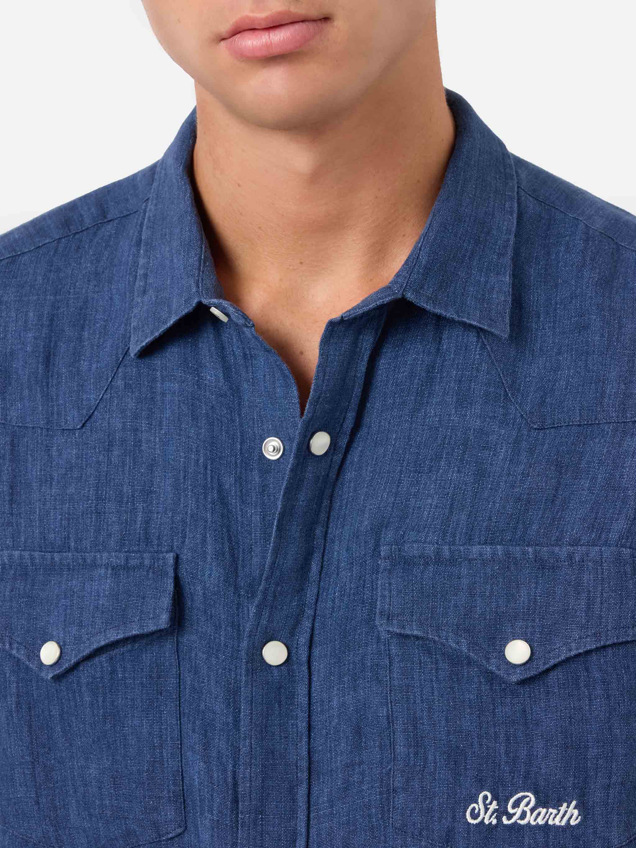 mc2-saint-barth-greg-camicia-uomo-in-lino-effetto-denim-blu image 2