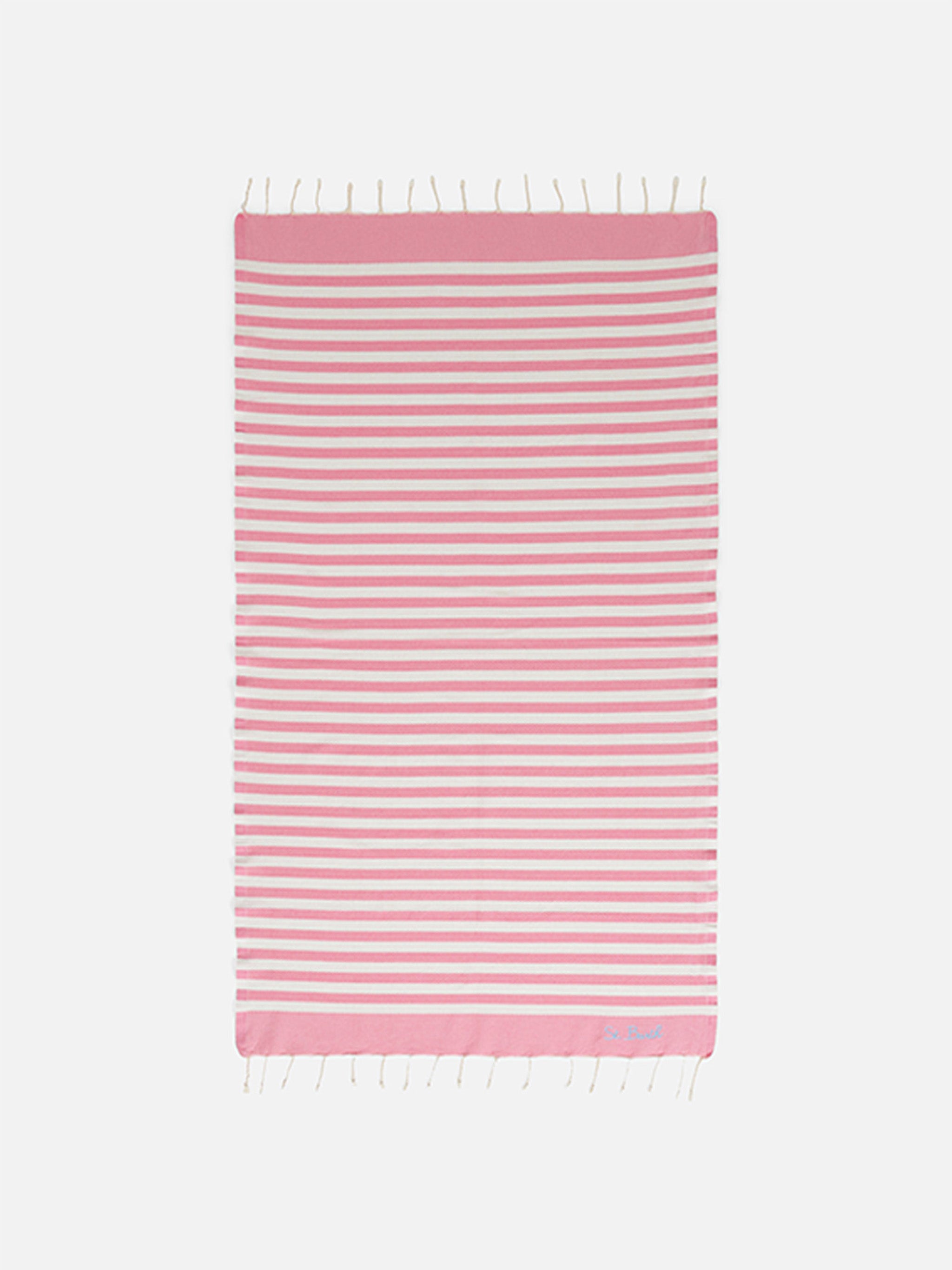 mc2-saint-barth-fouta-telo-mare-in-cotone-a-righe-rosa image 1