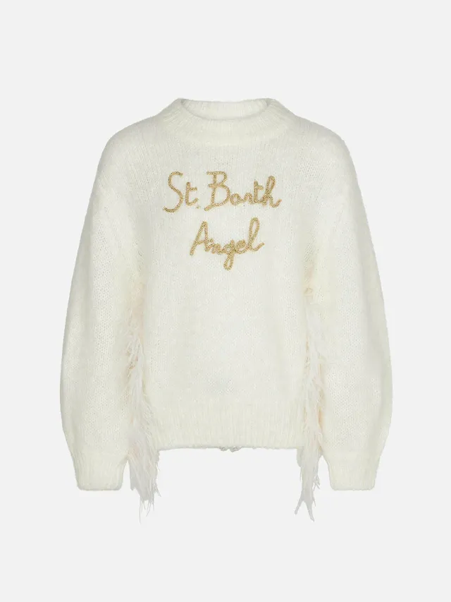 mc2-saint-barth-maglione-bambina-dany-girocollo-bianco-garzato-st-barth-angel image 1