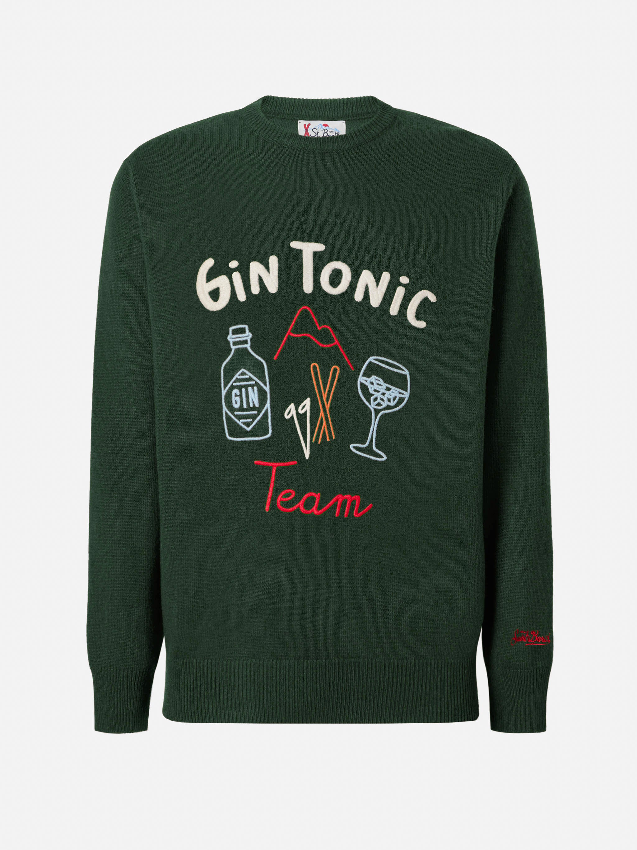 mc2-saint-barth-maglione-uomo-heron-verde-girocollo-ricamo-gin-tonic image 3