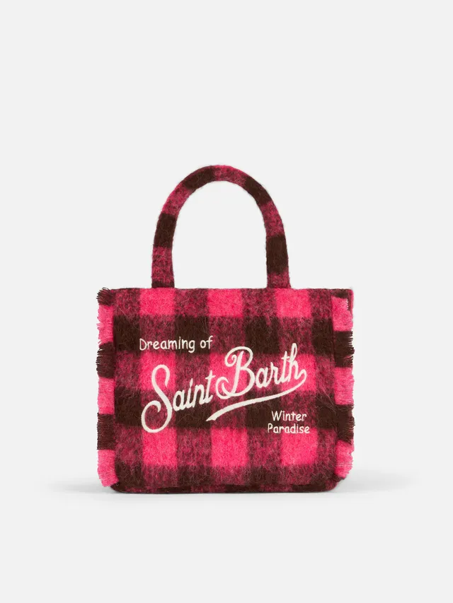 mc2-saint-barth-colette-classic-borsa-check-fucsia-e-marrone-con-frange image 1