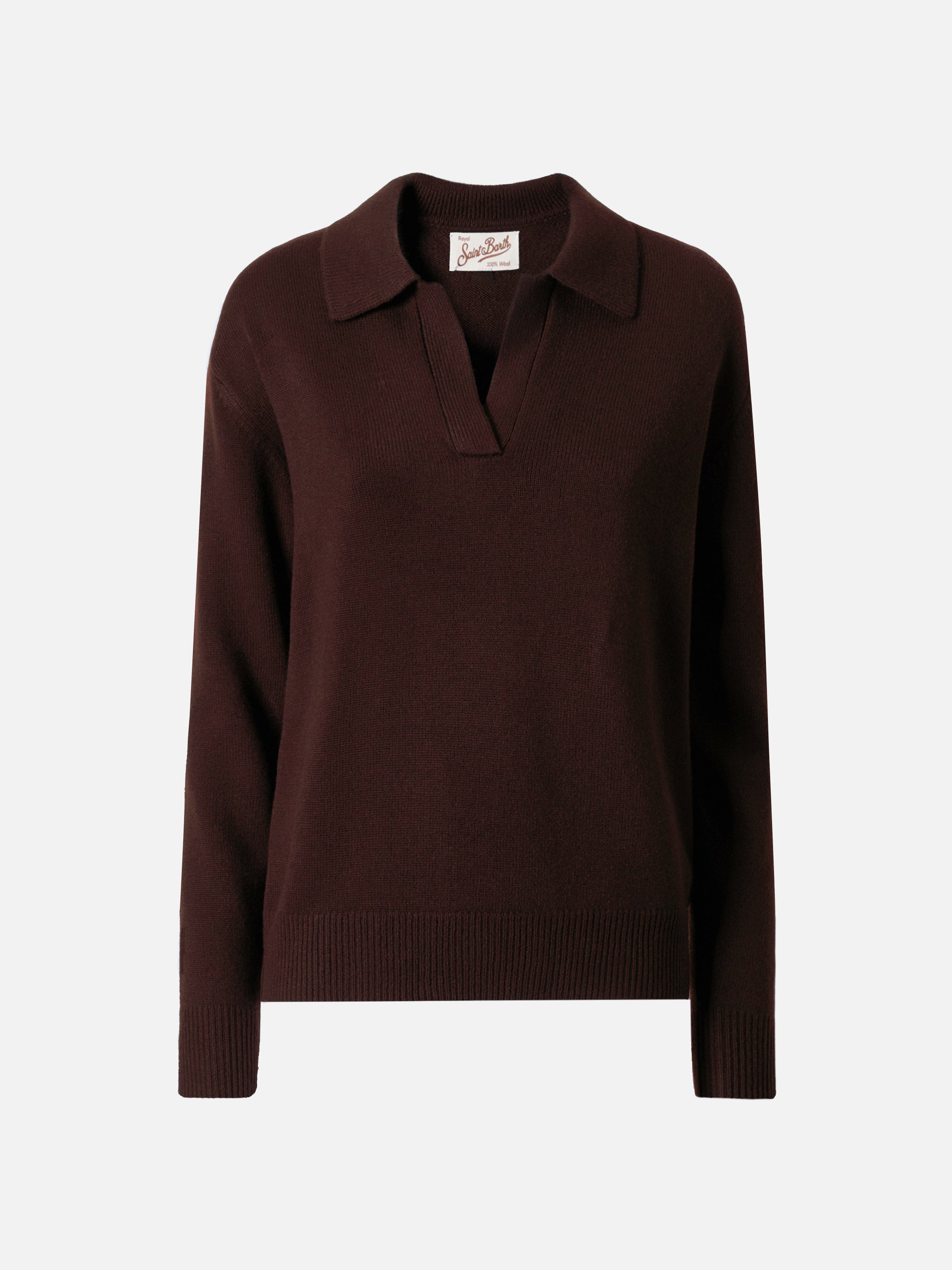 mc2-saint-barth-eze-maglione-polo-donna-marrone-100-lana image 5