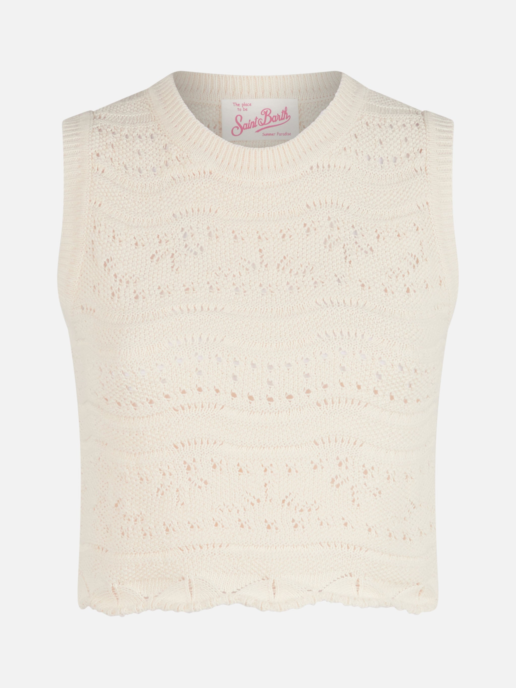 mc2-saint-barth-peach-top-donna-in-maglia-di-cotone-bianco image 1