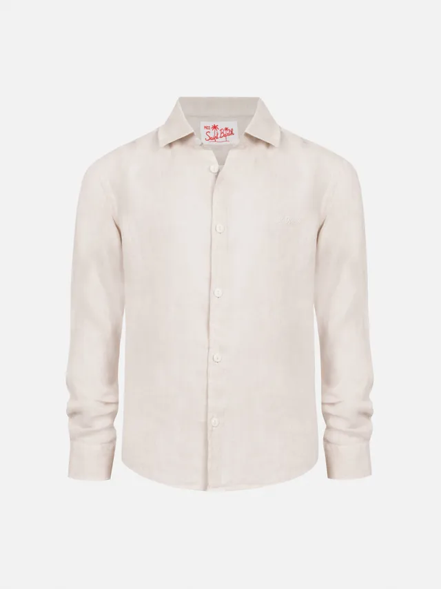 mc2-saint-barth-agnes-camicia-bambino-in-lino-bianco-panna image 1
