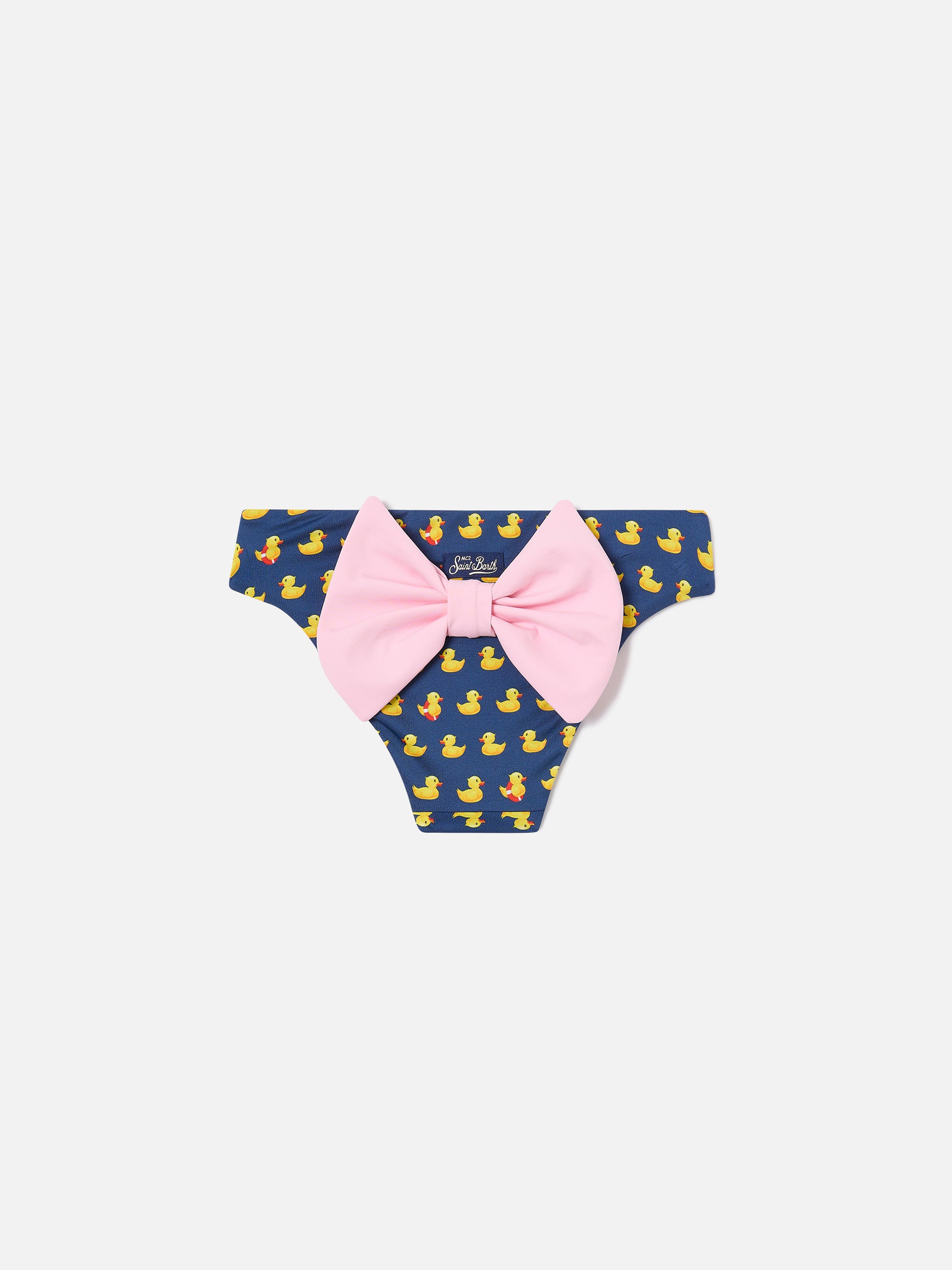 mc2-saint-barth-slip-mare-madame-per-bambina-con-stampa-paperelle-e-fiocco-rosa image 1