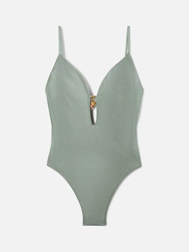 mc2-saint-barth-crunchy-costume-intero-donna-verde-militare-glossy-charms image 1