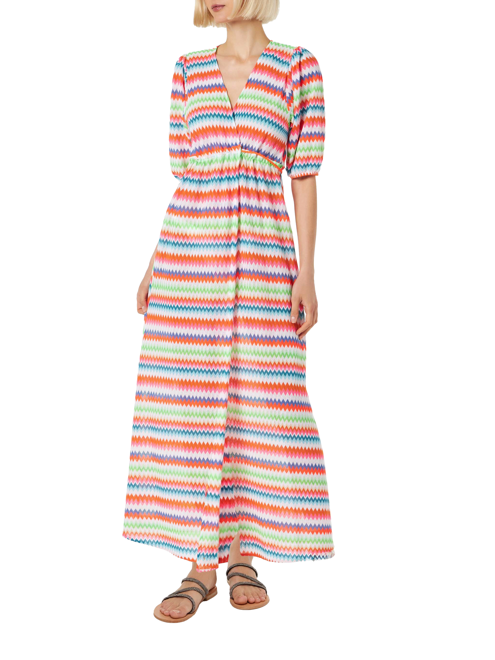 mc2-saint-barth-abito-lungo-da-spiaggia-in-maglia-chevron-multicolor image 1