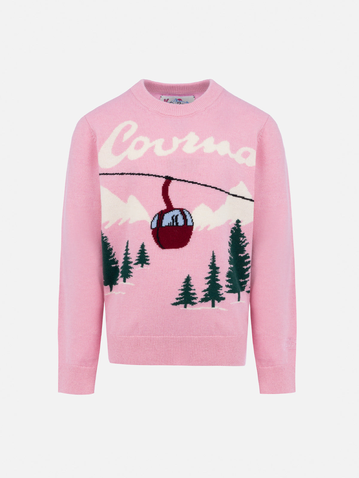 mc2-saint-barth-princess-maglione-girocollo-bambina-rosa-stampa-courmayeur image 1