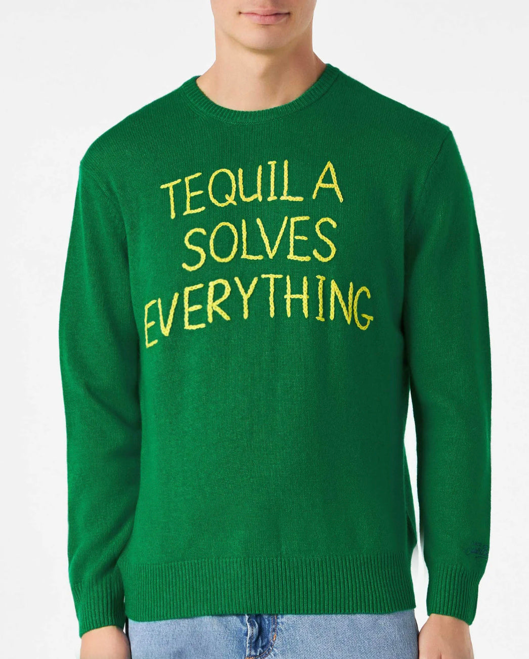mc2-saint-barth-maglione-girocollo-uomo-verde-tequila-solves-everything image 1