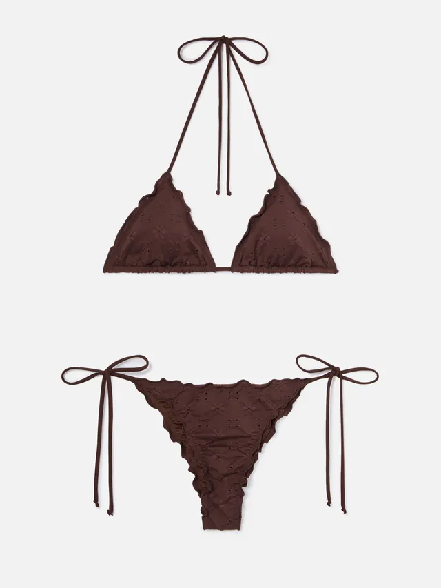 bikini-donna-mc2-saint-barth-sagittarius-miami-in-tessuto-sangallo-marrone-con-r image 1