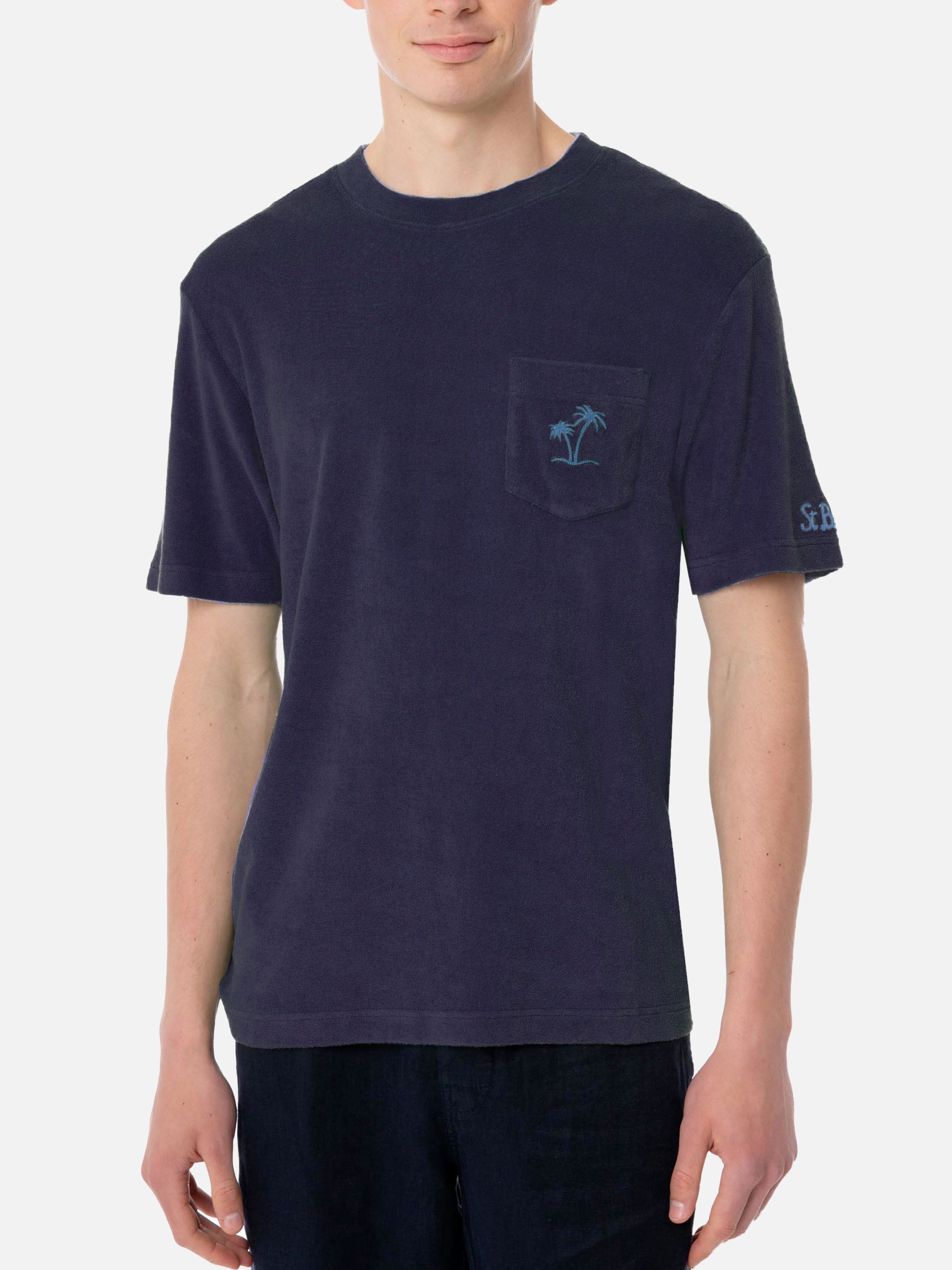 mc2-saint-barth-gary-t-shirt-uomo-spugna-blu-navy-con-taschino image 2