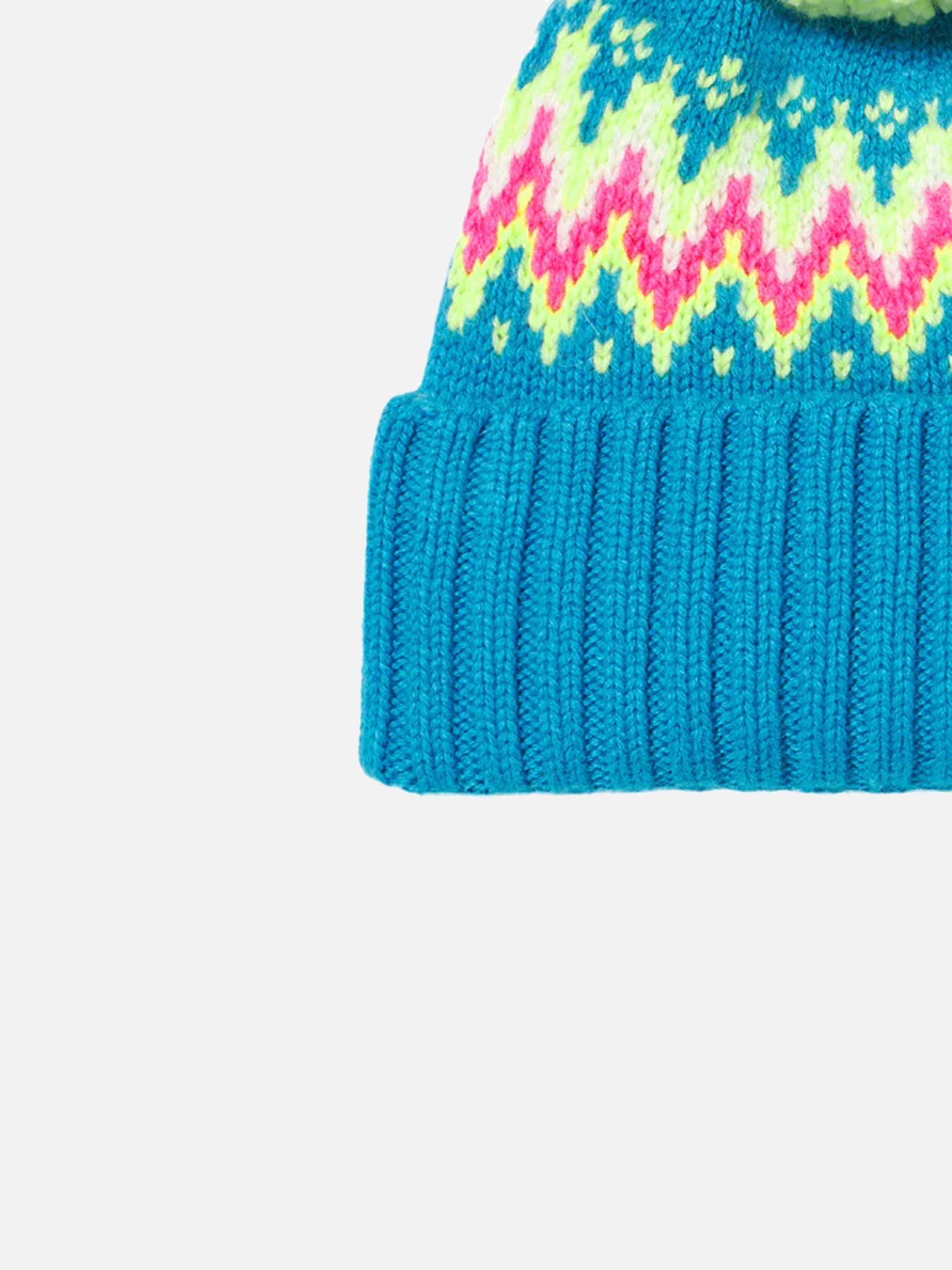 mc2-saint-barth-berretto-bambina-con-pompon-giallo-fluo-blu-elettrico-weng015 image 3