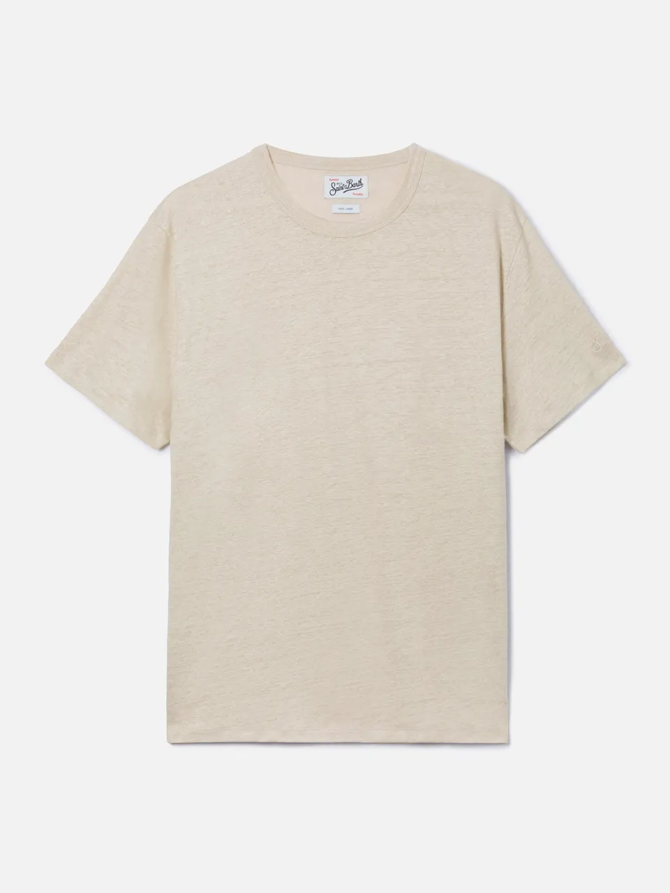 mc2-saint-barth-ecstasea-t-shirt-uomo-in-puro-lino-panna-logo-ricamato image 1