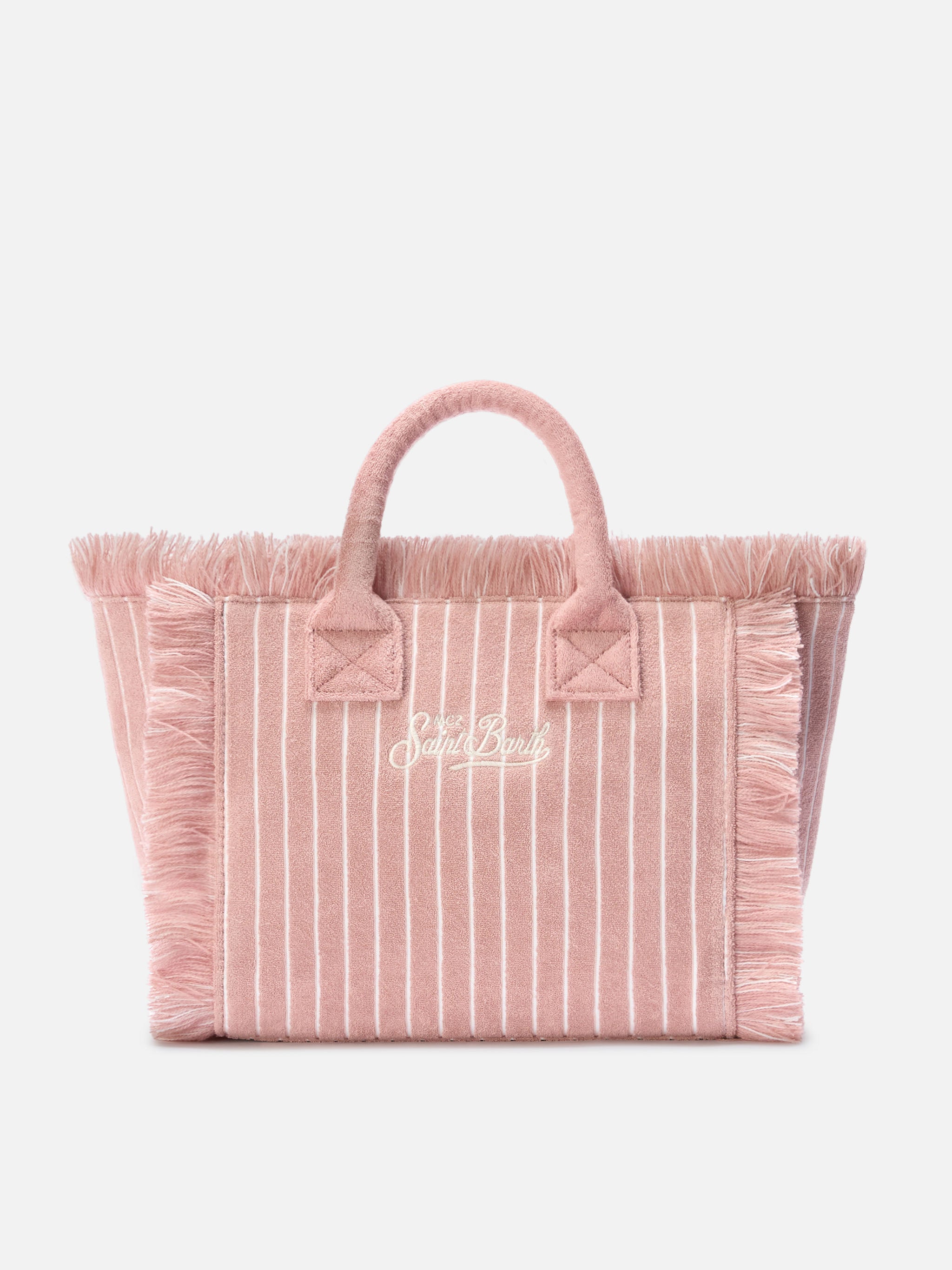 mc2-saint-barth-borsa-colette-spugna-a-righe-rosa-con-frange-e-tracolla image 4