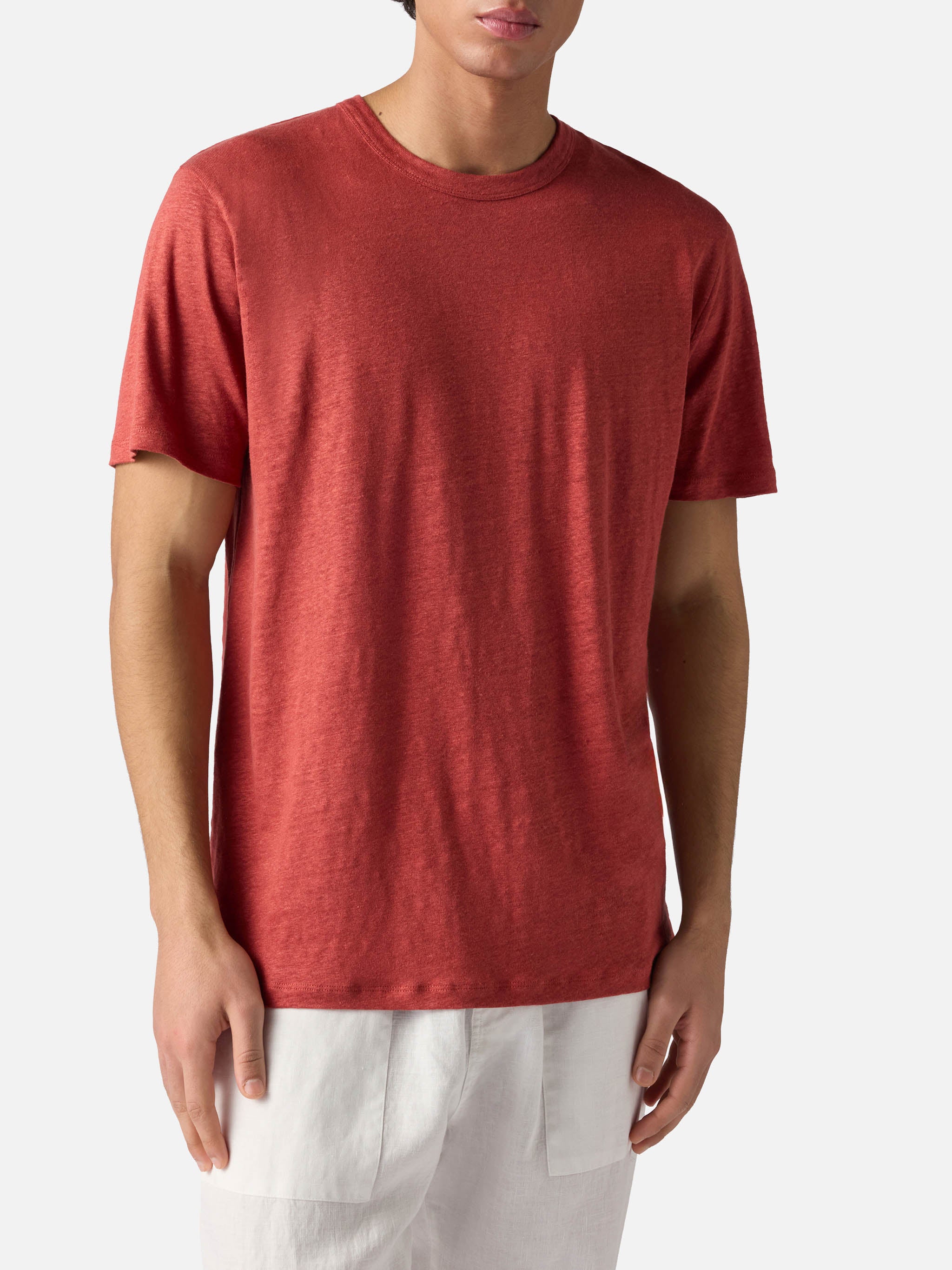 mc2-saint-barth-ecstasea-t-shirt-uomo-in-puro-lino-rosso image 2