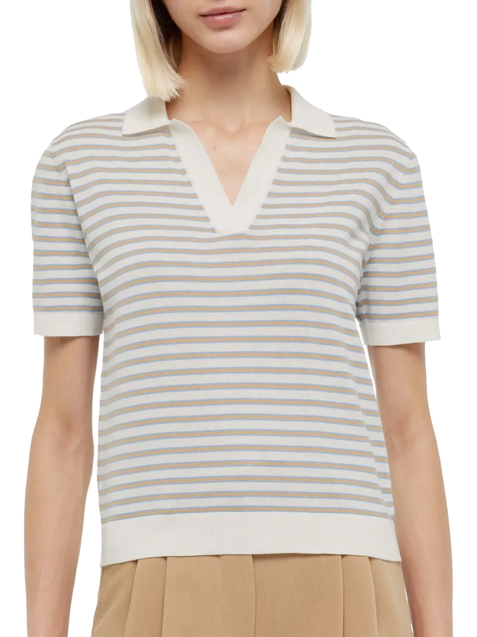 polo-evonne-in-maglia-a-righe-beige-mc2-saint-barth image 1