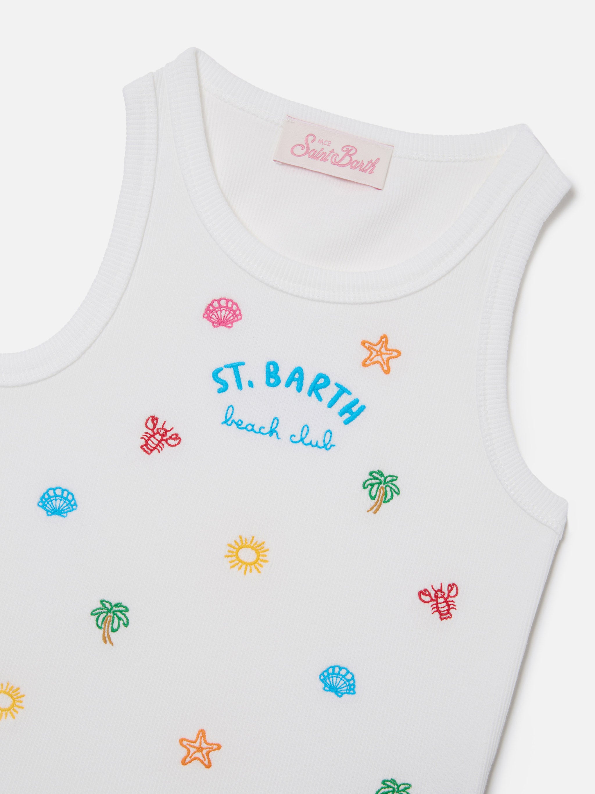 mc2-saint-barth-blue-jr-top-bambina-bianco-con-ricami-multicolor image 2