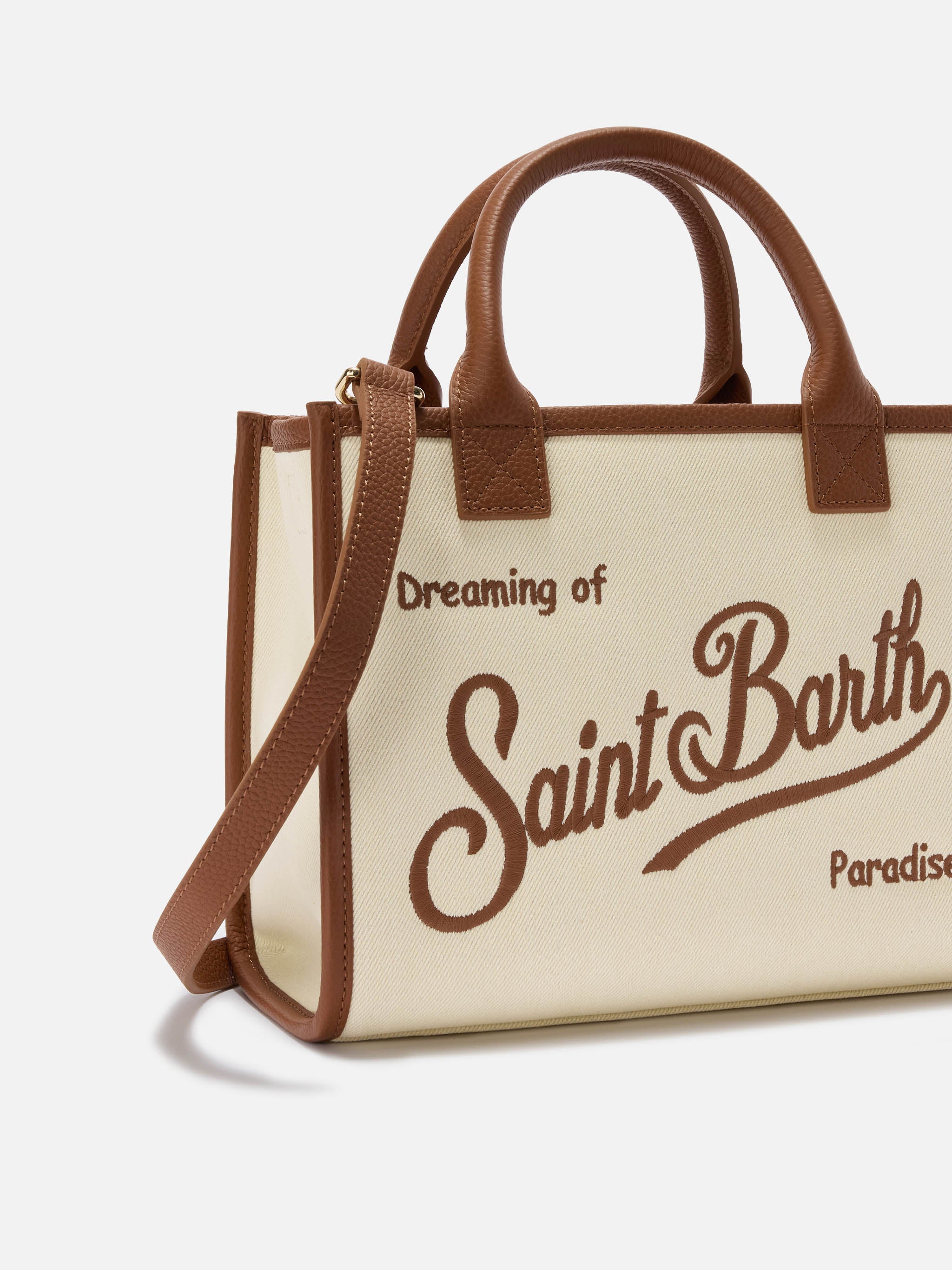 mc2-saint-barth-borsa-vanity-medium-in-canvas-bianca-con-pelle-martellata image 3