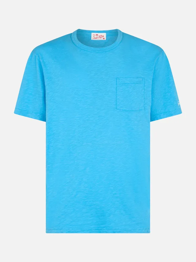 mc2-saint-barth-t-shirt-president-in-cotone-fiammato-bluette-da-uomo-con-ricamo image 1