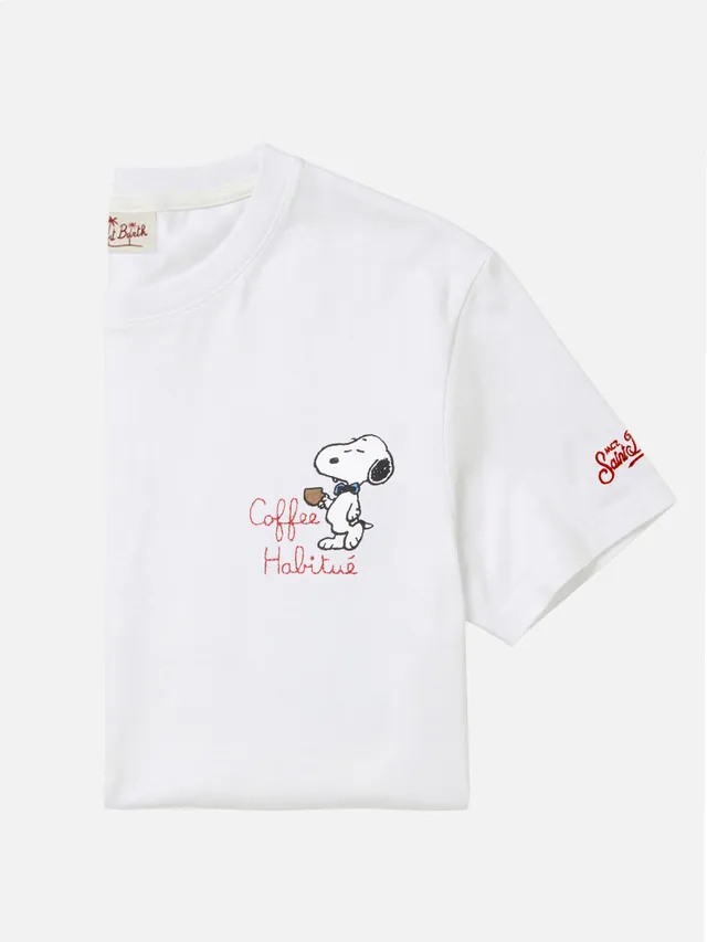 mc2-saint-barth-t-shirt-portofino-uomo-bianca-ricamo-coffee-habitu-peanuts-speci image 1