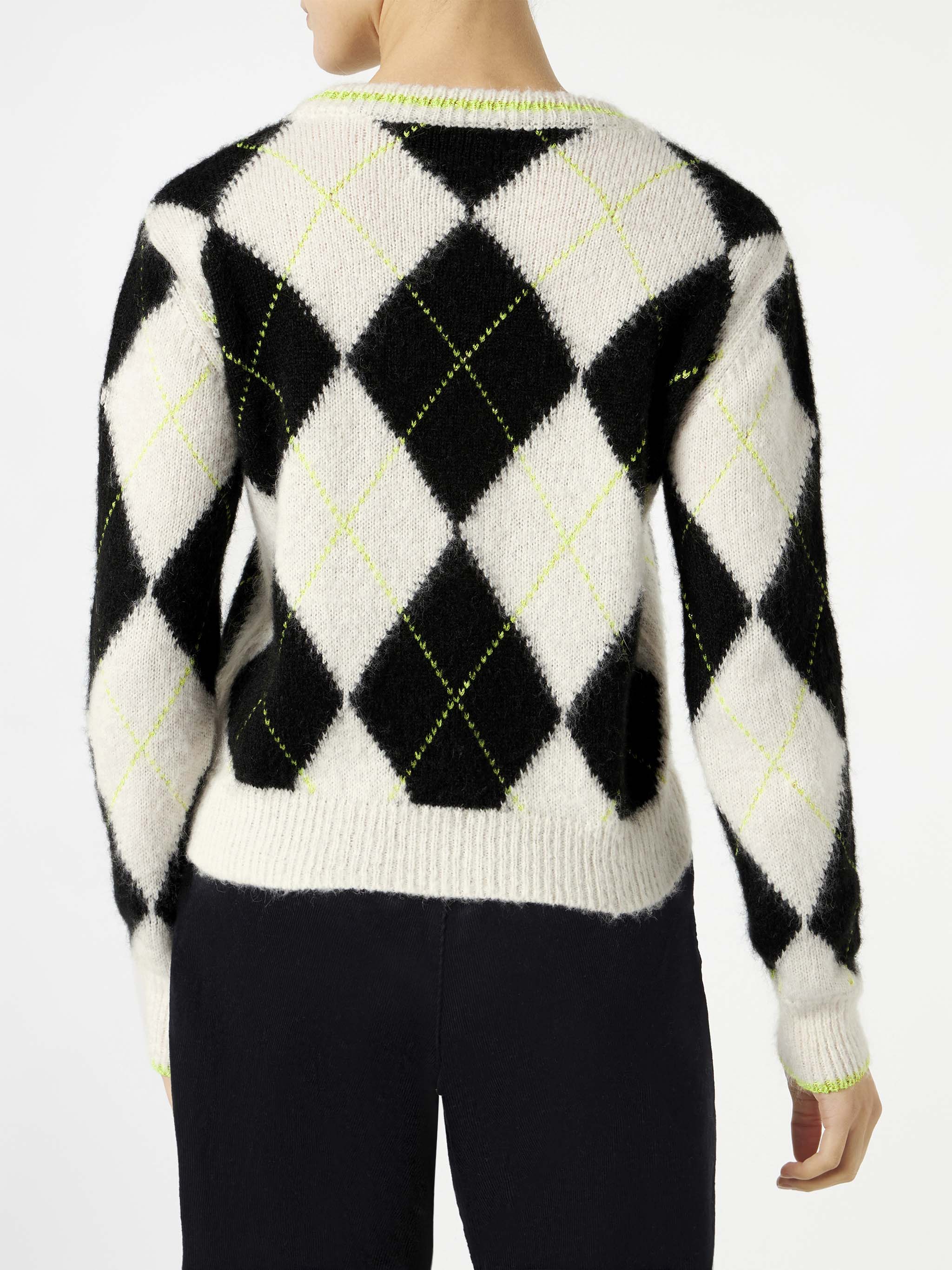 mc2-saint-barth-maglione-crop-new-queen-soft-nero-fantasia-argyle image 2