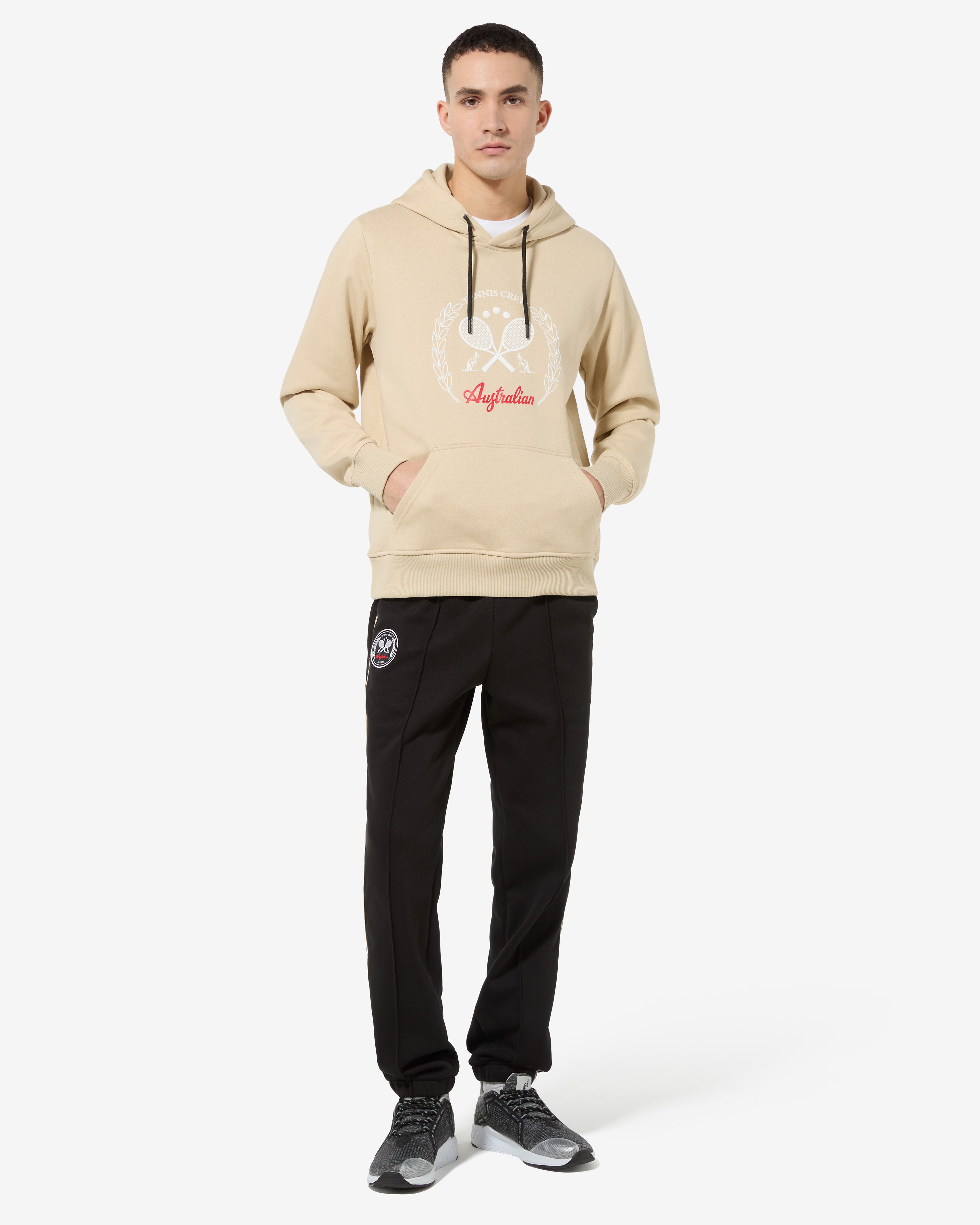 australian-tennis-crew-hoodie-felpa-cappuccio-sabbia image 2