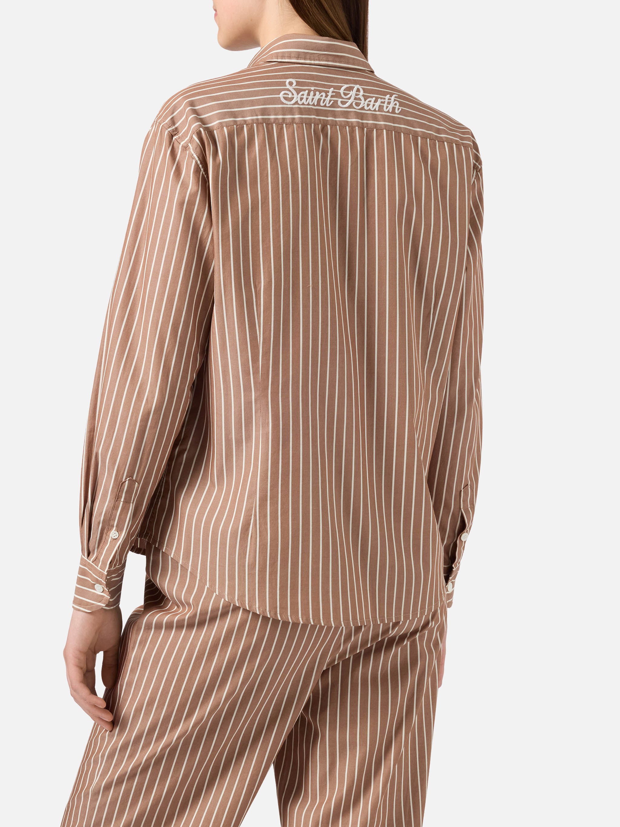 mc2-saint-barth-camicia-meredith-donna-in-cotone-a-righe-marroni image 3