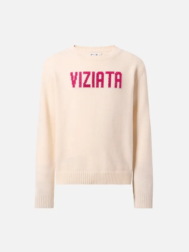mc2-saint-barth-maglione-princess-ragazza-in-misto-cashmere-bianco-con-strass-vi image 1
