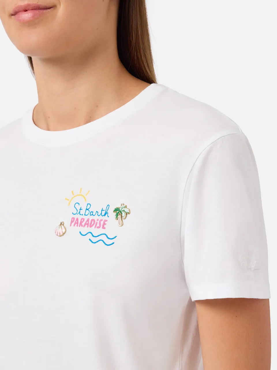 mc2-saint-barth-t-shirt-emilie-bianca-con-ricamo-charm-st-barth-paradise image 1