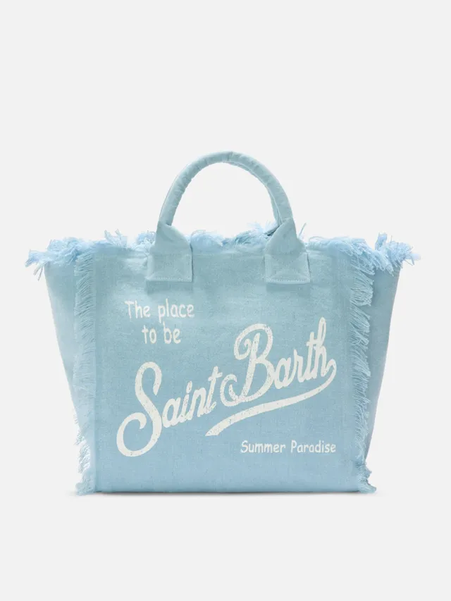 mc2-saint-barth-borsa-vanity-regular-in-lino-azzurro-tinta-unita-con-frange-e-zi image 1