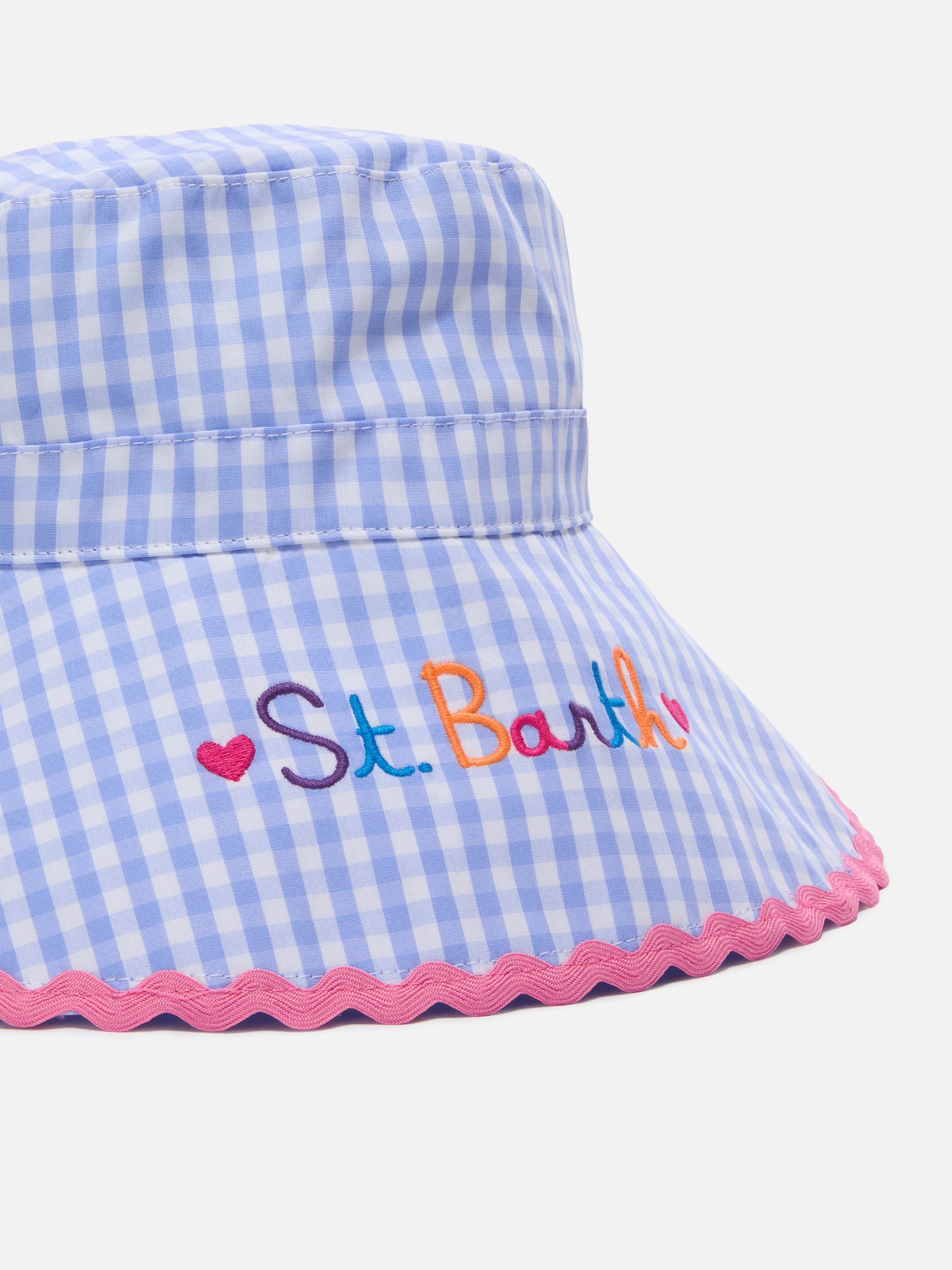 mc2-saint-barth-cuffia-neonata-in-cotone-stampa-vichy-celeste image 2