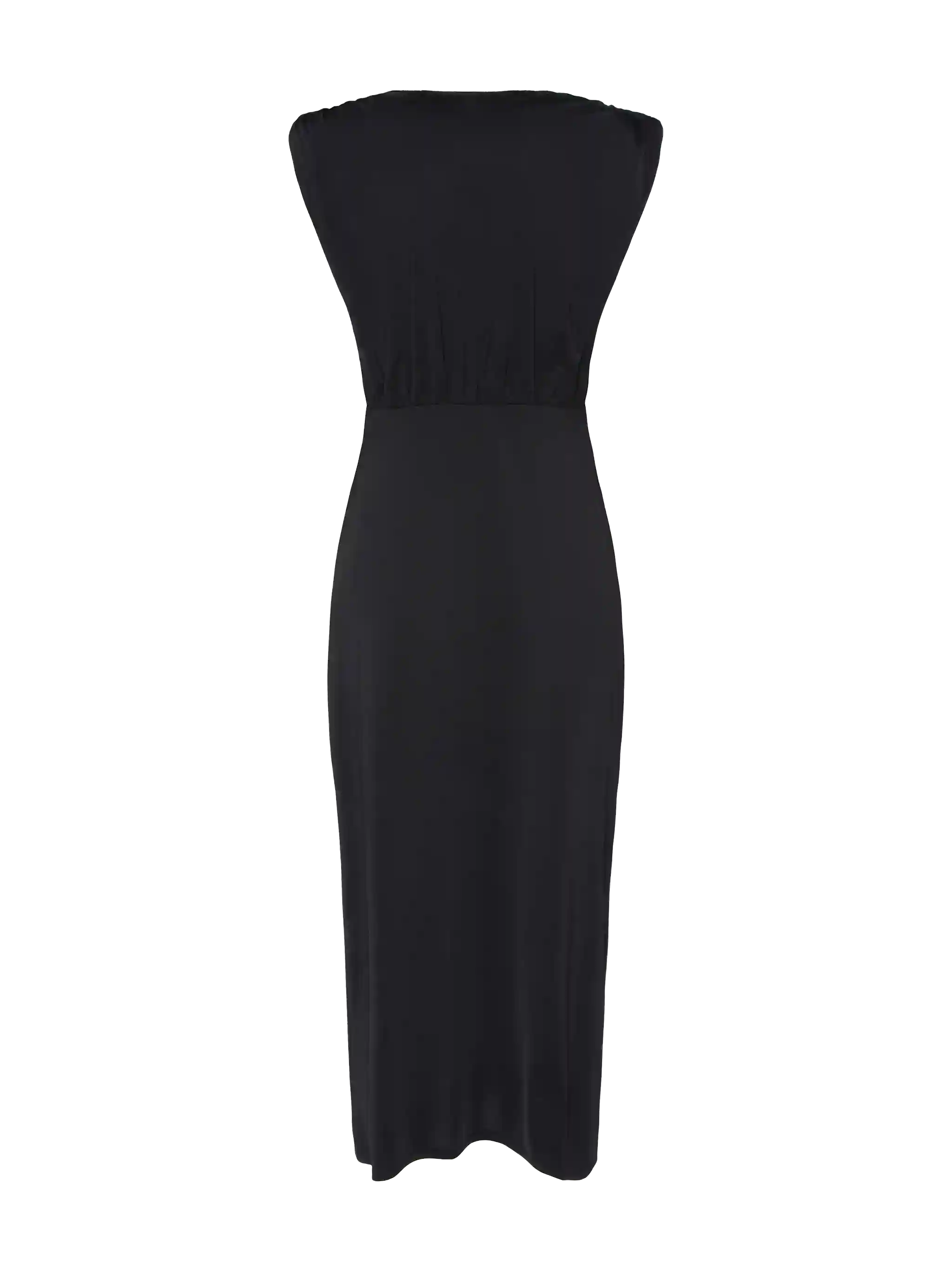 mc2-saint-barth-marina-abito-pareo-donna-nero-lungo-maxi-drappeggio-frontale image 5
