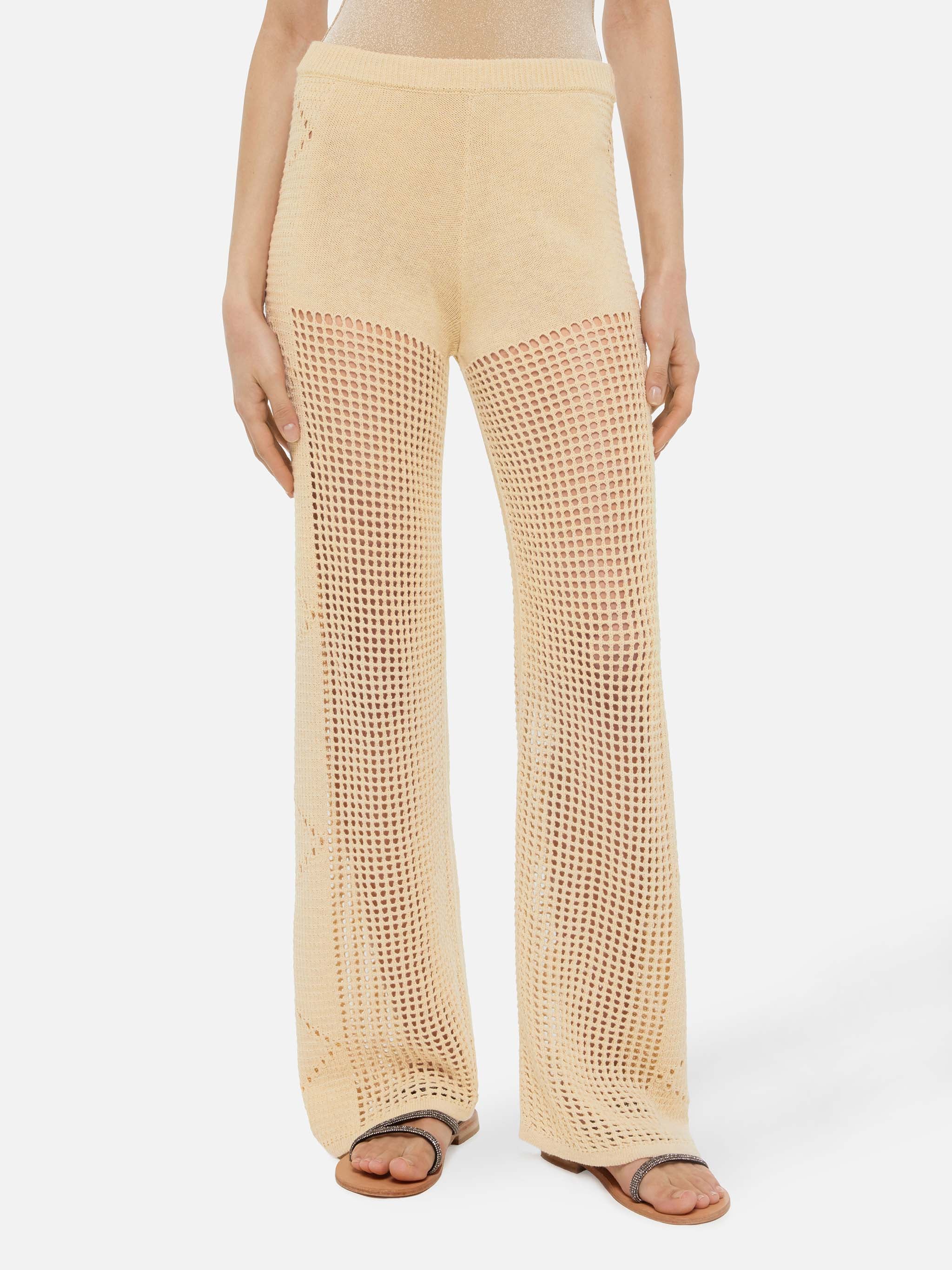 mc2-saint-barth-alva-pantaloni-flare-crochet-beige-donna image 1
