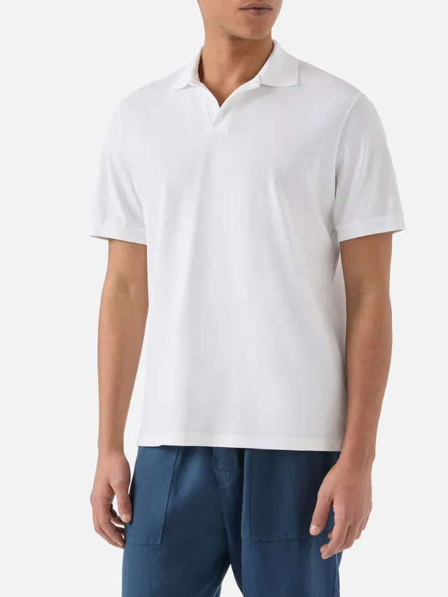 polo-mc2-saint-barth-charles-in-piquet-di-cotone-bianco-maniche-corte-e-ricamo-s image 1