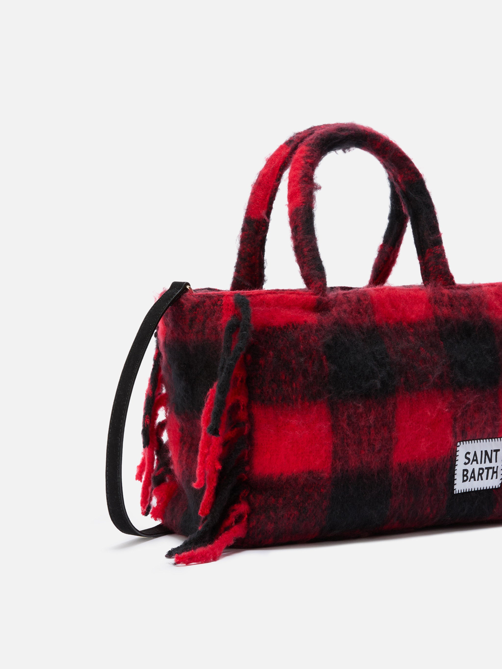 mc2-saint-barth-borsa-coperta-colette-check-rossa-e-nera-con-tracolla image 3