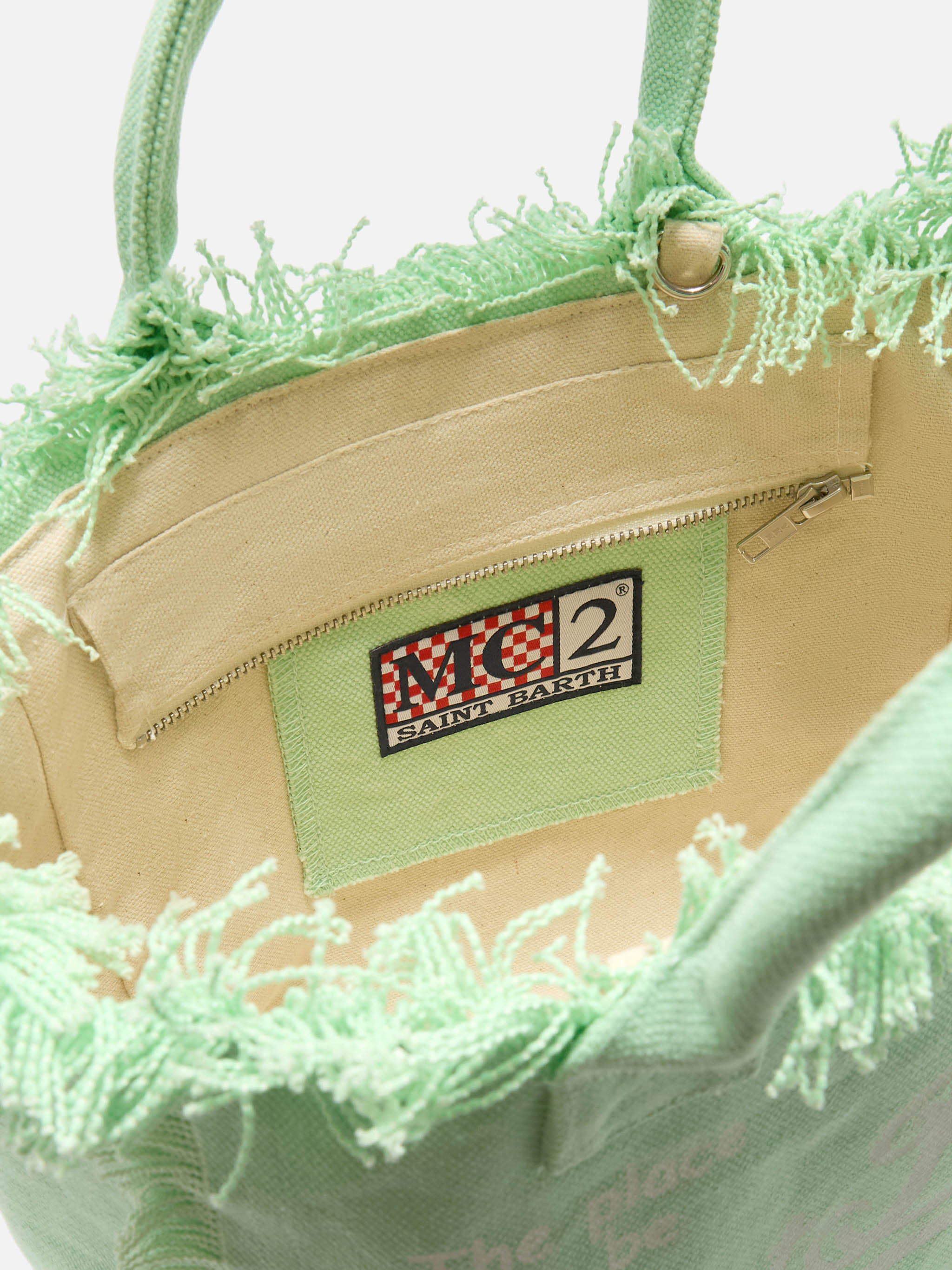 mc2-saint-barth-borsa-colette-verde-menta-in-canvas-con-frange-e-zip image 4