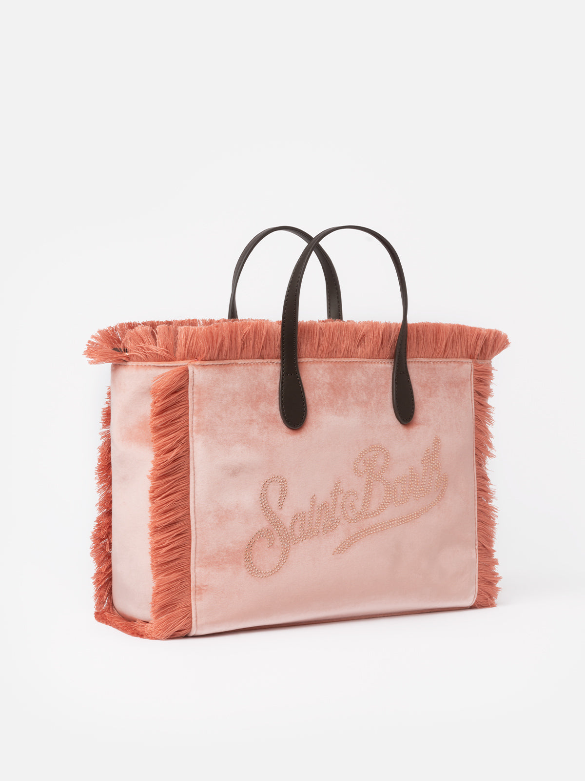 mc2-saint-barth-colette-borsa-in-velluto-rosa-con-logo-in-strass image 4