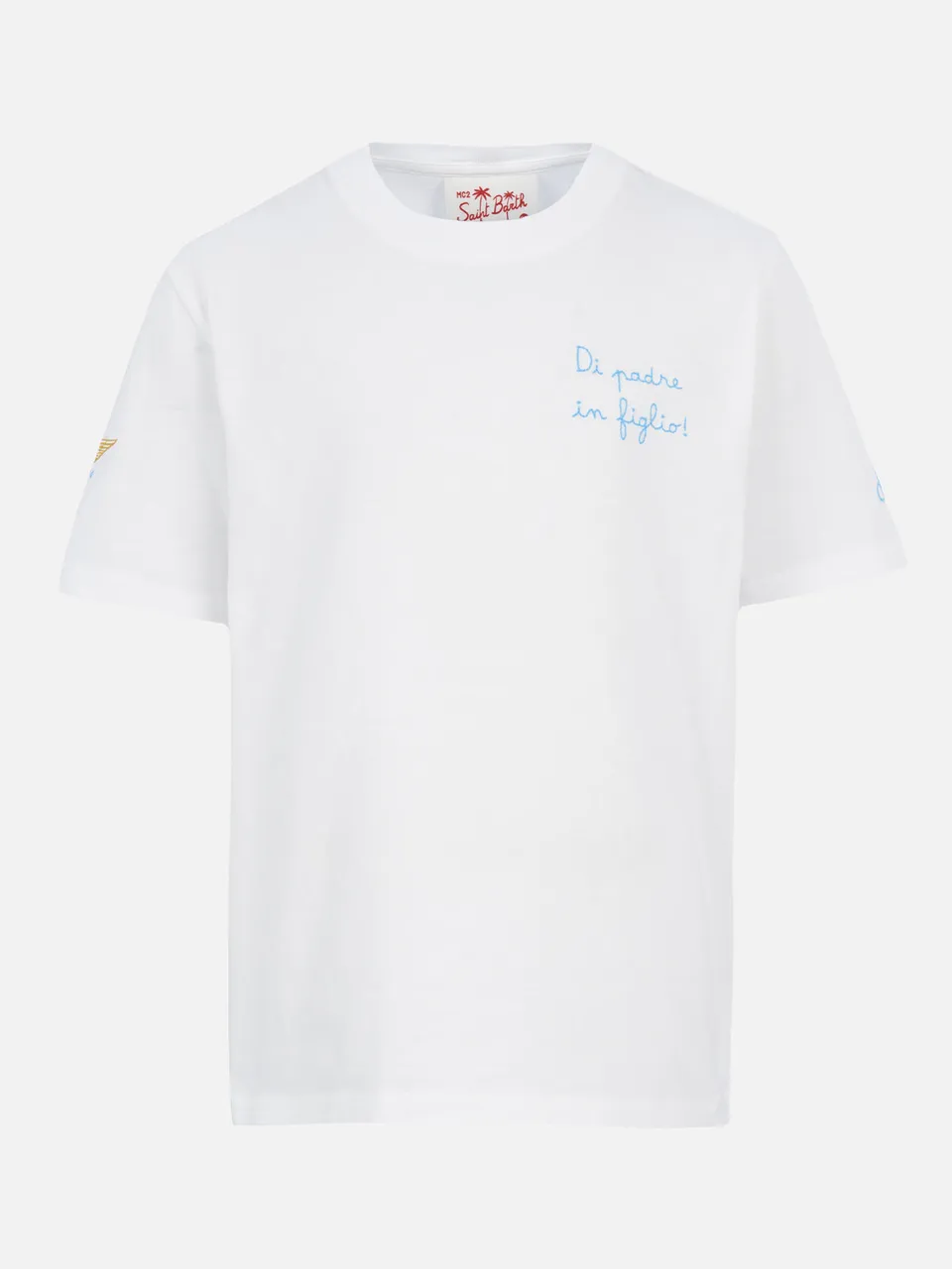 mc2-saint-barth-t-shirt-bambino-in-cotone-con-ricamo-di-padre-in-figlio-edizione image 1