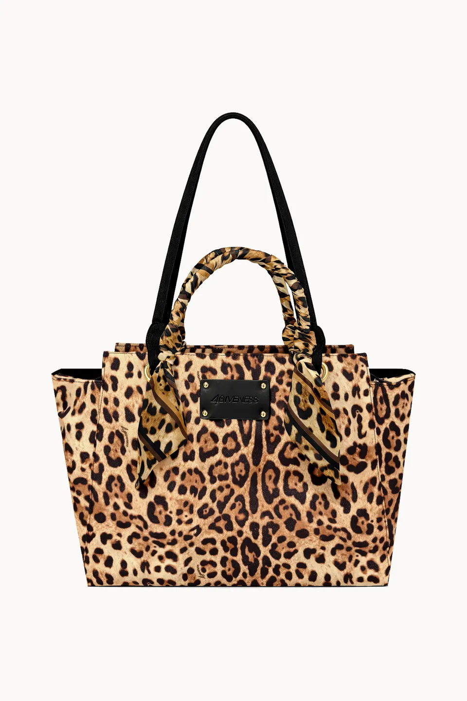 4giveness-miami-bag-canvas-doppio-manico-leopard-resort-borsa-mare-donna image 1