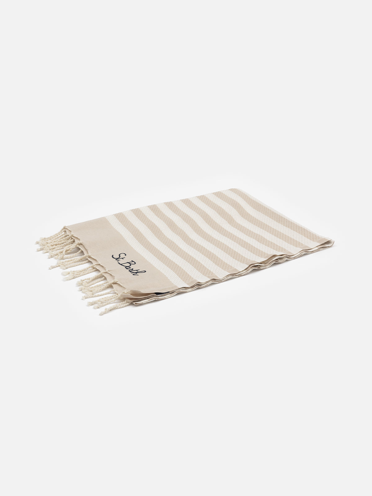 mc2-saint-barth-foutas-telo-mare-a-righe-beige-e-bianco-in-cotone-jacquard image 3