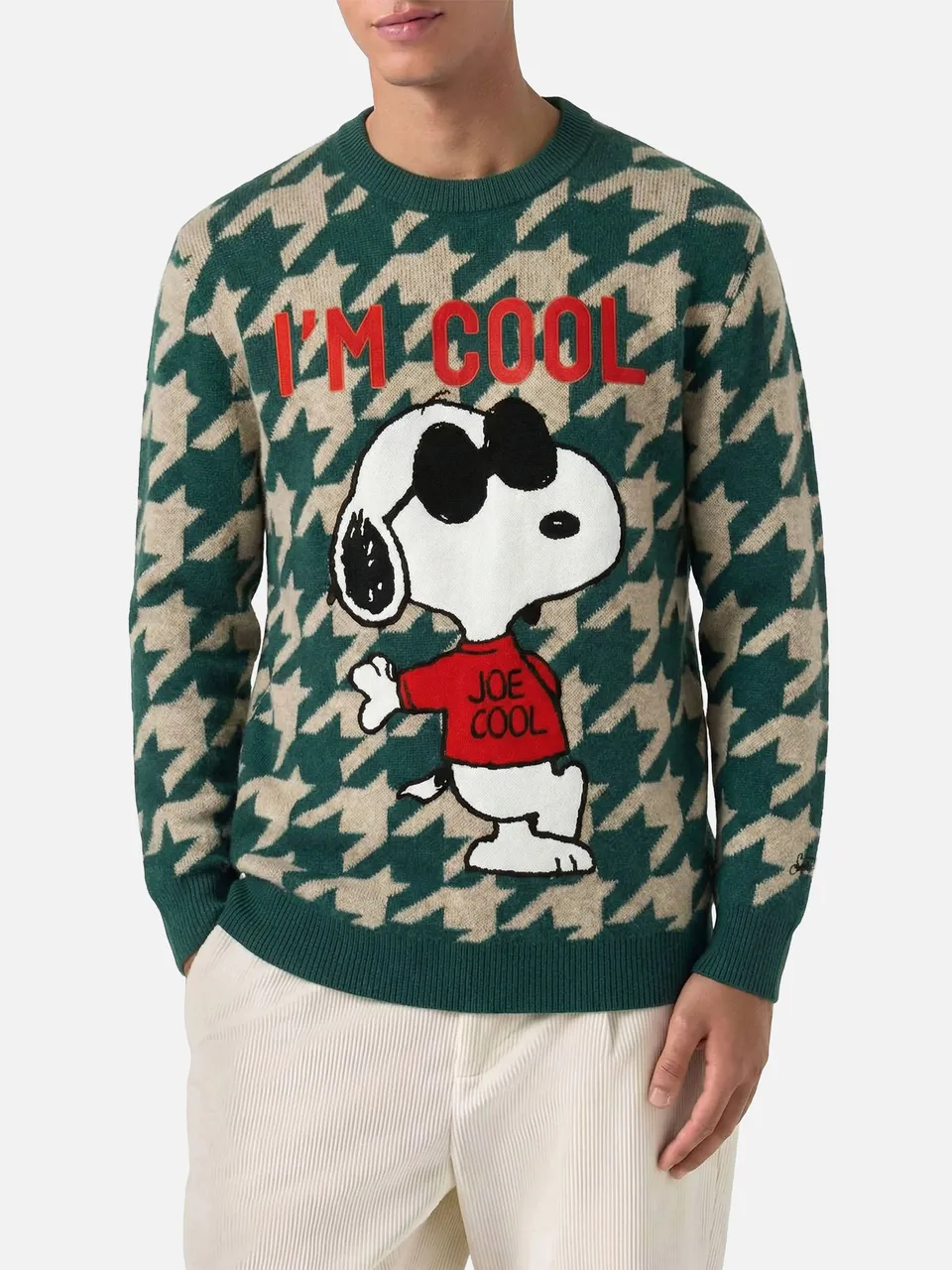 mc2-saint-barth-maglione-heron-p-verde-jacquard-snoopy-peanuts-in-misto-cashmere image 1
